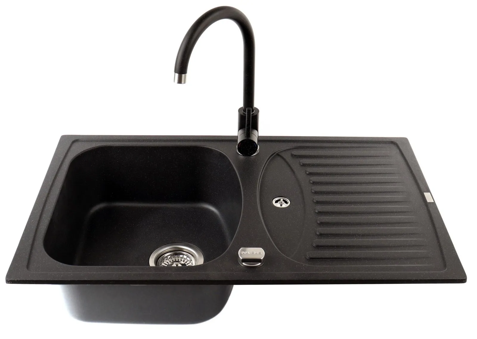 Alveus Record 30 Granital, kolor 91 czarny, syfon POP-UP + Bateria  czarna 91