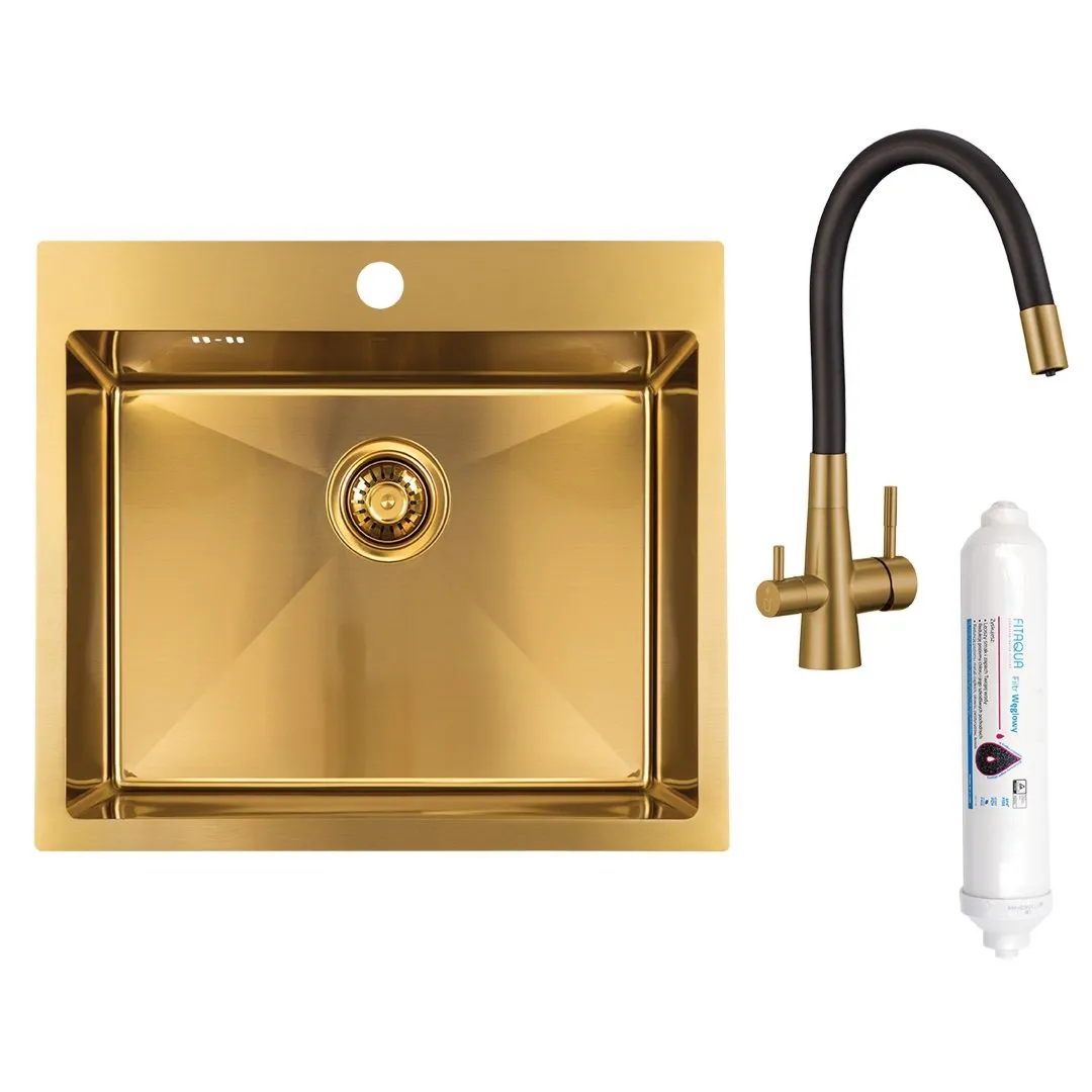 LAVEO Malawi - zlewozmywak 1-komorowy z syfonem i baterią filtrującą