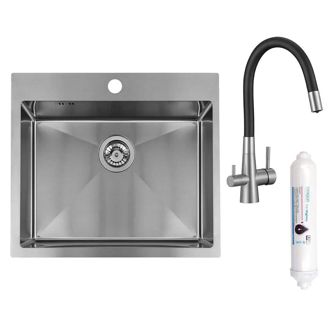 LAVEO Malawi - zlewozmywak 1-komorowy z syfonem i baterią filtrującą