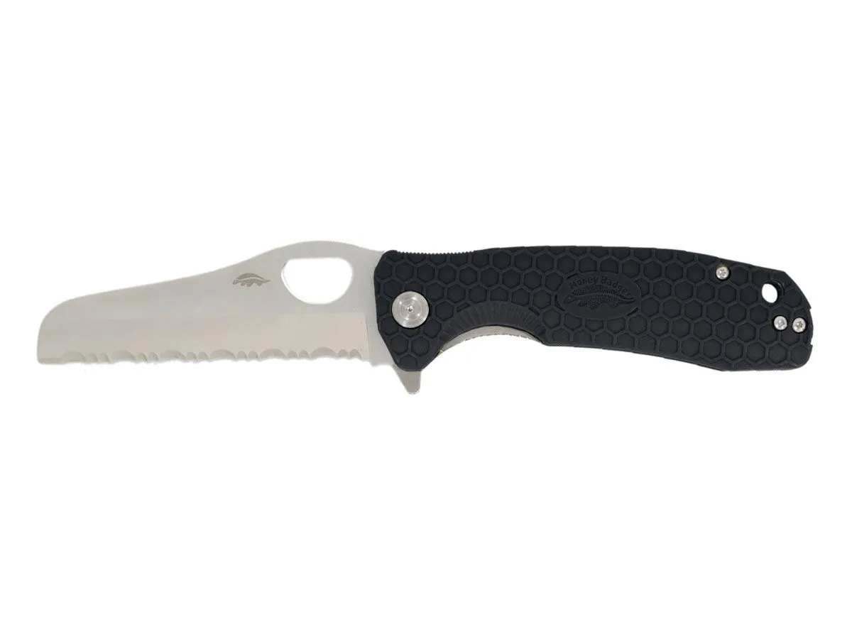 Honey Badger HB1741 RESCUE LARGE SERRATED Black