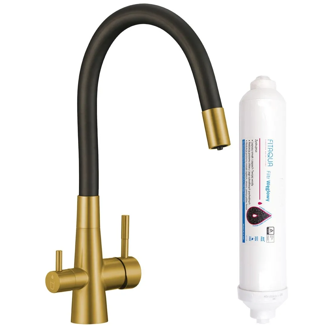 LAVEO Riveco  - bateria zlewozmywakowa stojąca z elastyczną wylewką + system do filtrowania wody