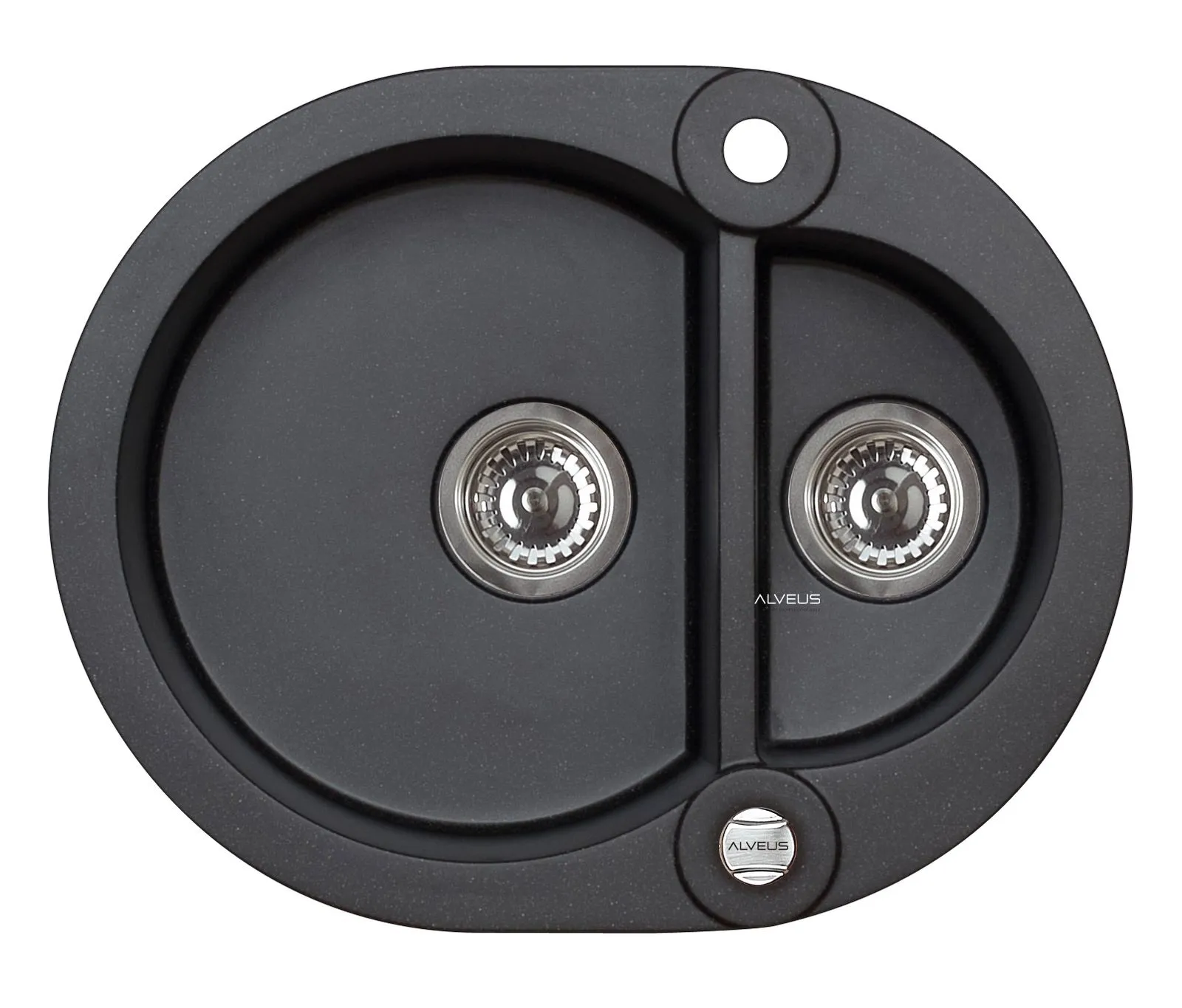 Alveus ROLL 80 kol. 91 czarny (59,5x47,5) zlew Granital 1,5kom. z syfonem POP-UP