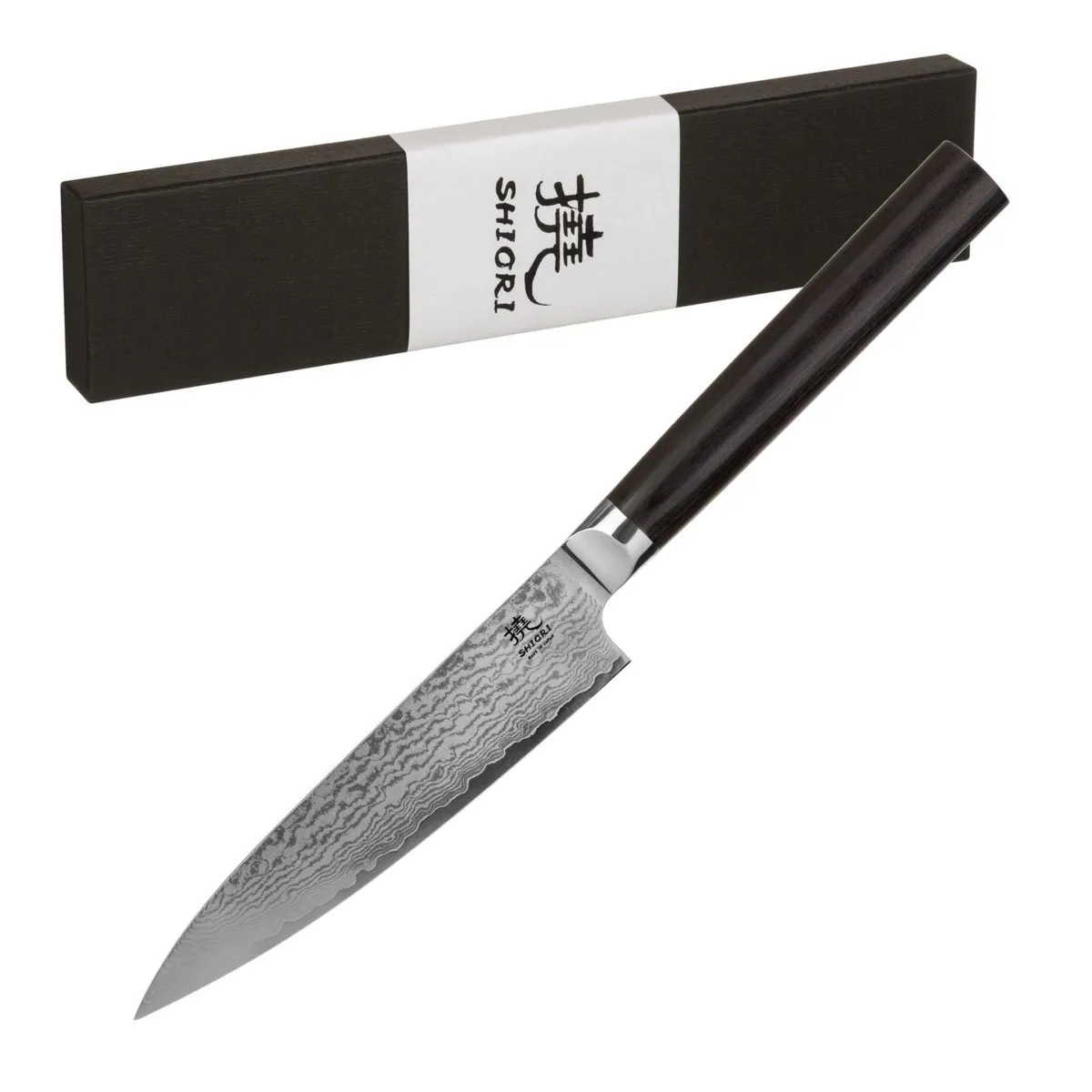 Nóż do krojenia małych i średnich produktów Shiori 撓 Orību Murō wielowarstwowa stal damasceńska