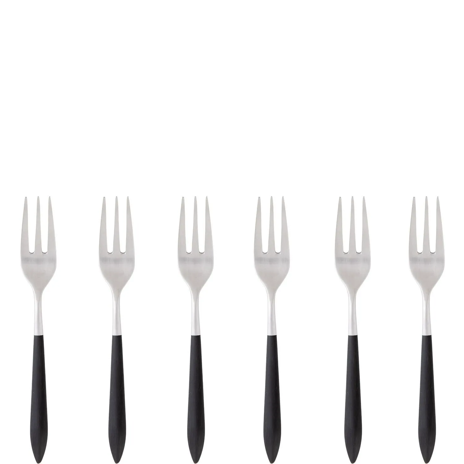 ARES czarny - zestaw 6 widelczyków do ciasta w pudełku