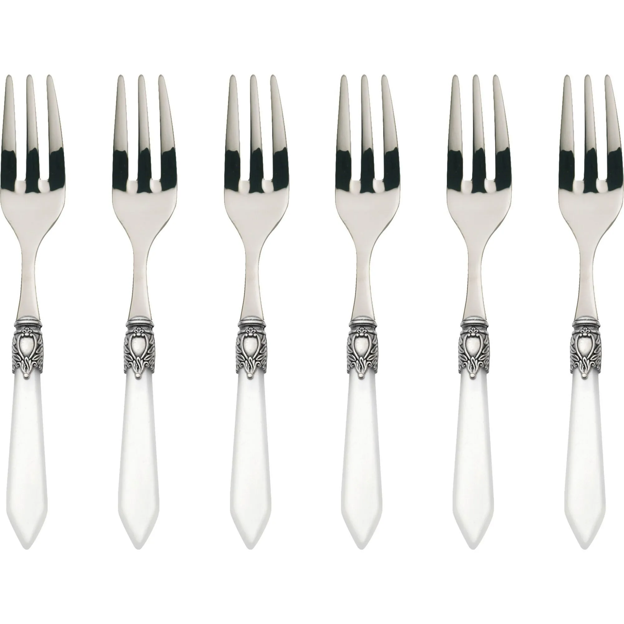 OXFORD Biały - zestaw 6 widelczyków do ciasta w pudełku