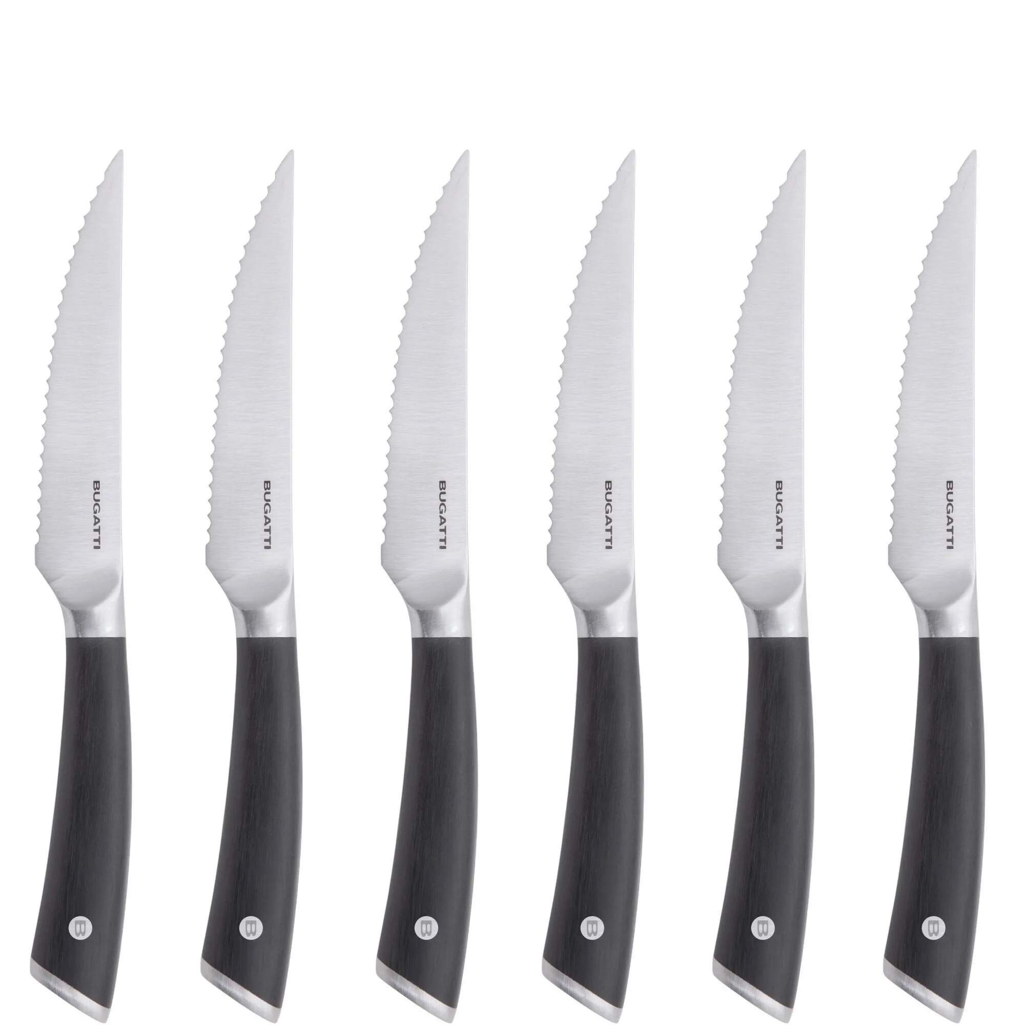 AUBERGE - zestaw 6 noży do steków z ząbkowanym ostrzem w drewnianym opakowaniu