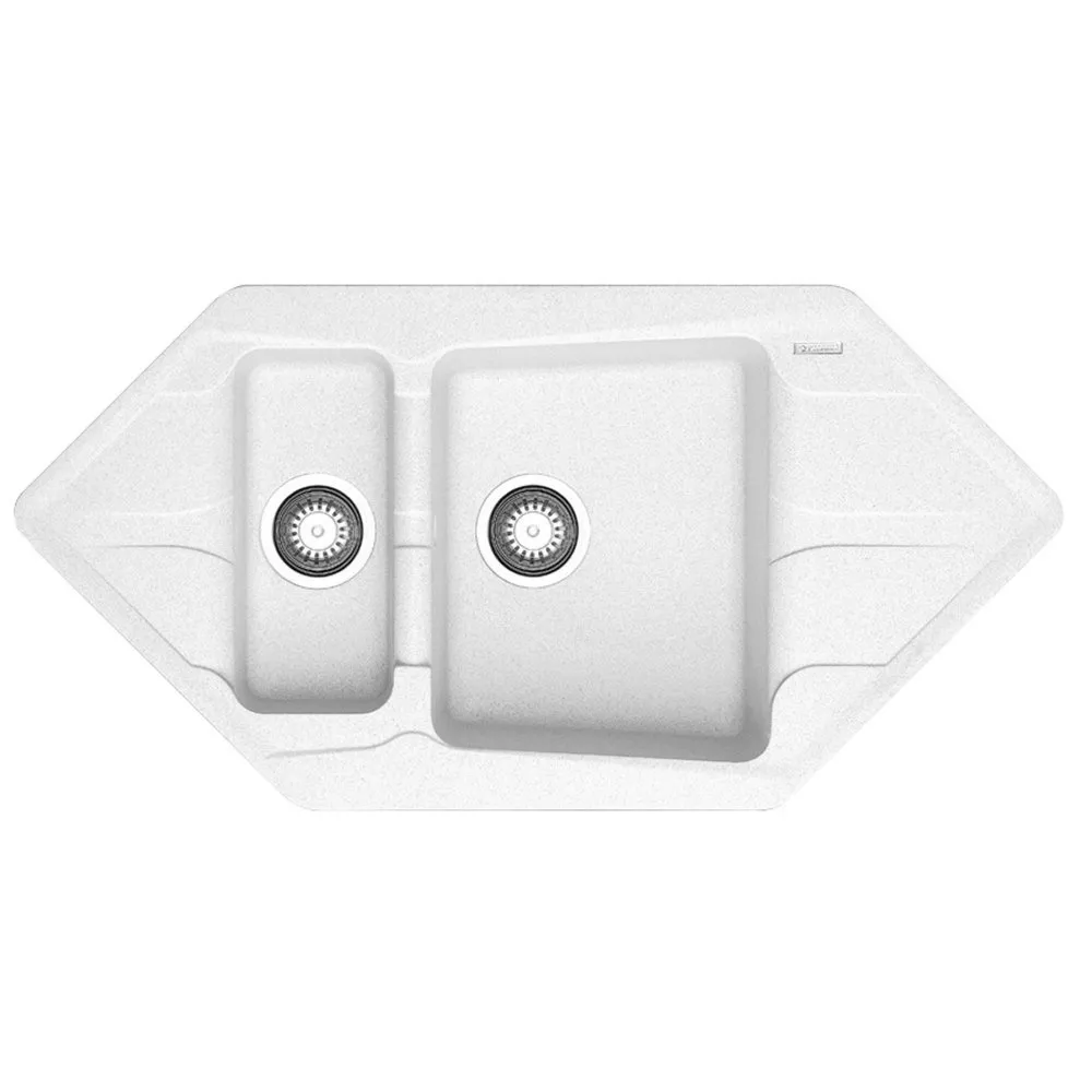 Pyramis Zlew. PETRA CORNER 100x50 1 1/2B 2D, granit biały