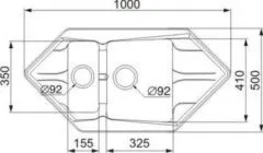 Pyramis Zlew. PETRA CORNER 100x50 1 1/2B 2D, granit piaskowy