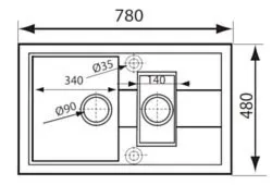 Pyramis Zlew. CODAR (78x48) 1 1/2 B 1D beż - piaskowy
