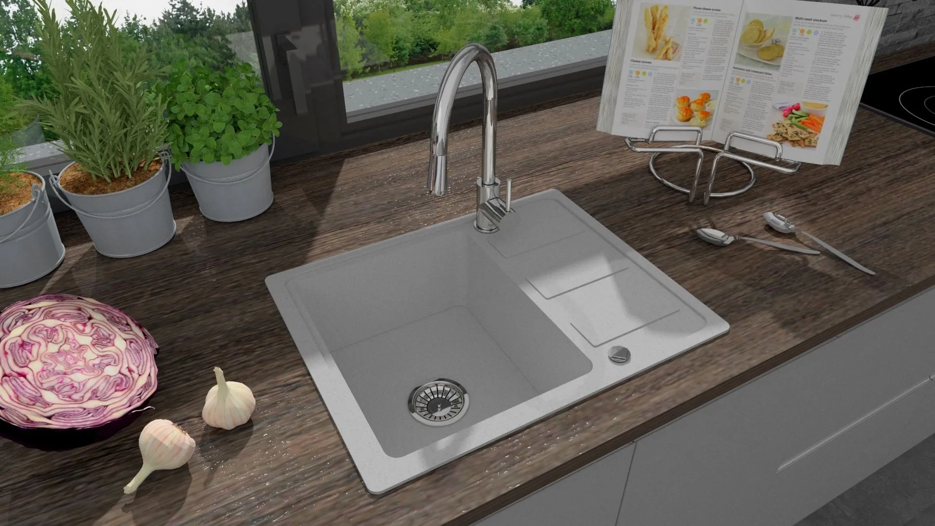 Pyramis Zlew. CORTO 55,6x45,8 1B 1D szary beton