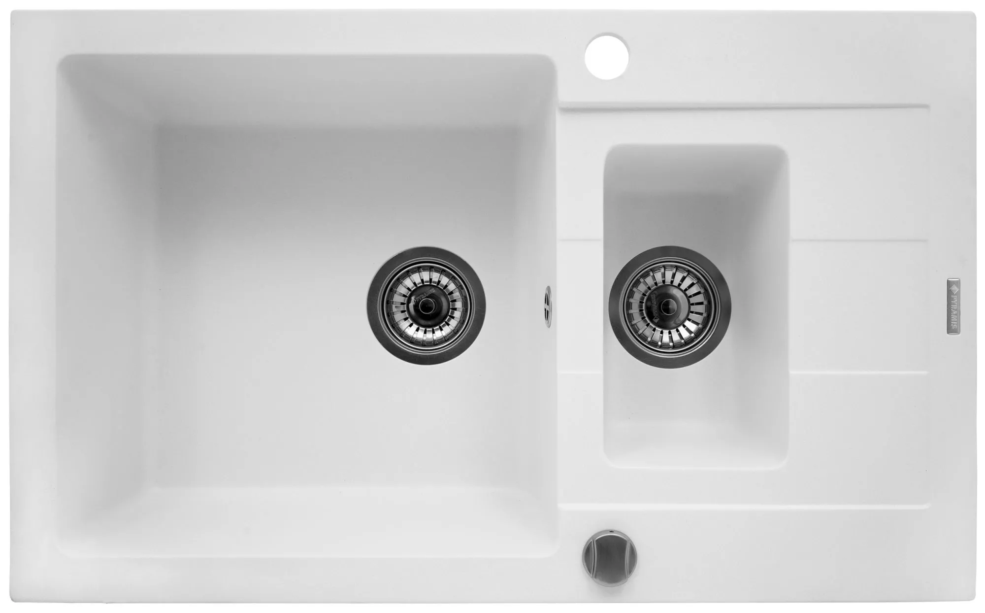 Pyramis Zlew. SPARTA PLUS (78x48), 1 1/2B 1D biały polarny