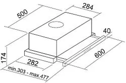 Pyramis Okap kuchenny LTX 1151, teleskopowy 60 cm INOX, pilot