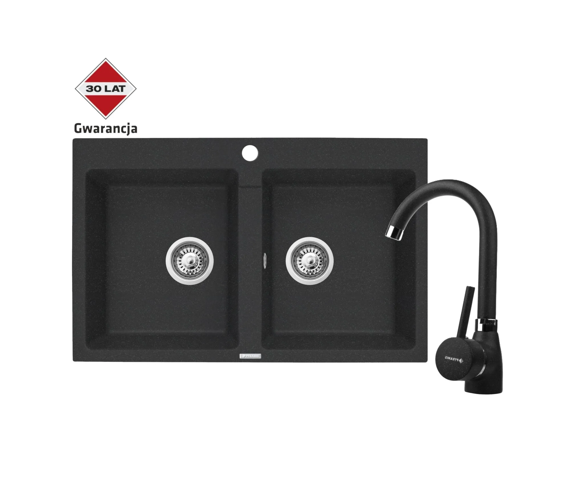 Pyramis Zlew. SPARTA 78x50 2B czarny + bateria BELLO