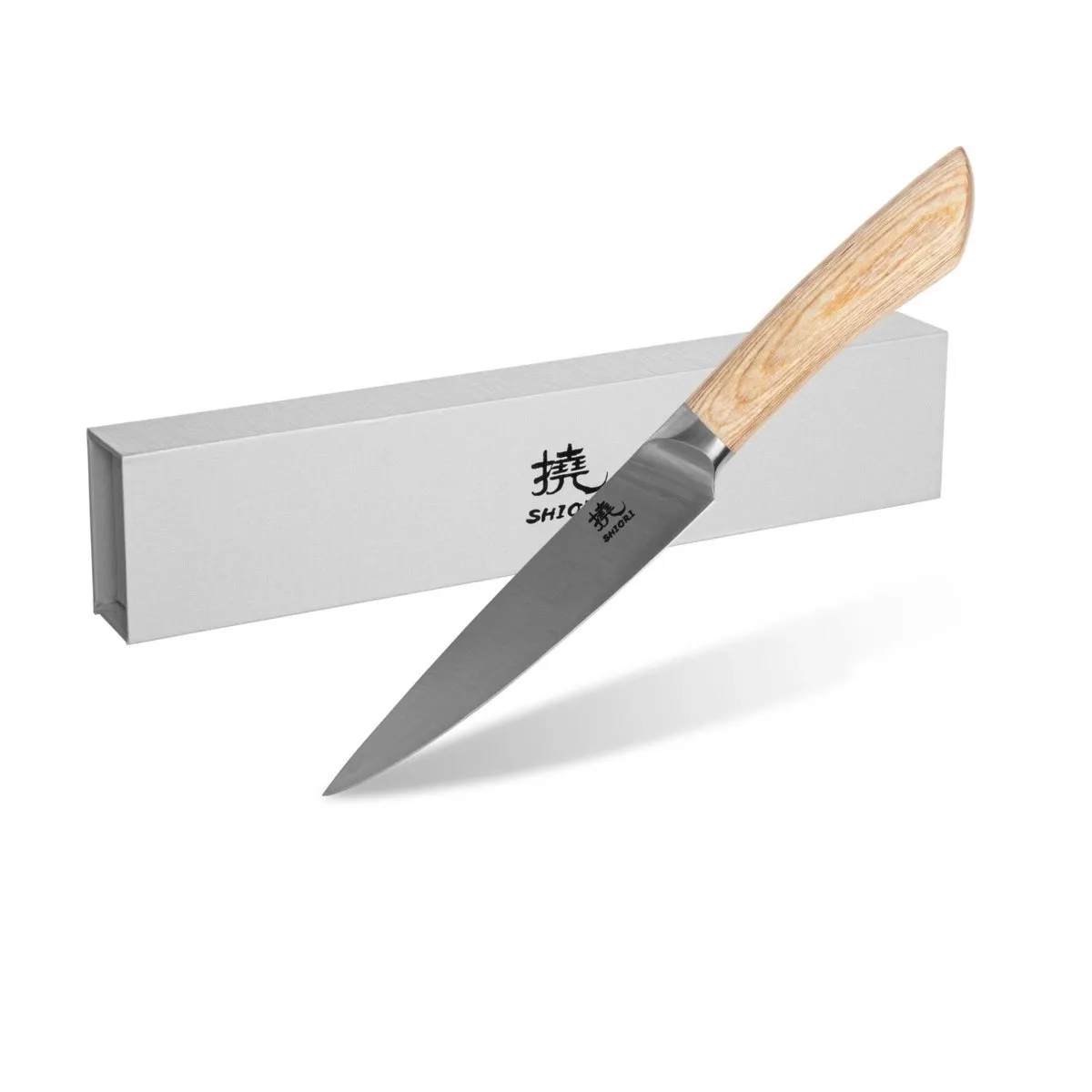 Nóż do krojenia małych i średnich produktów Shiori 撓 Orību Murō wielowarstwowa stal damasceńska