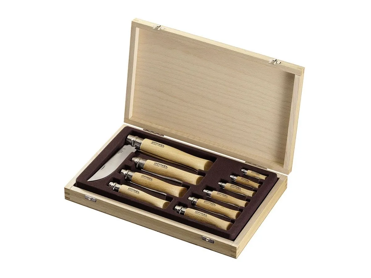 Opinel BOX LEGNO TRADIZIONE 10 PZ INOX (001311)