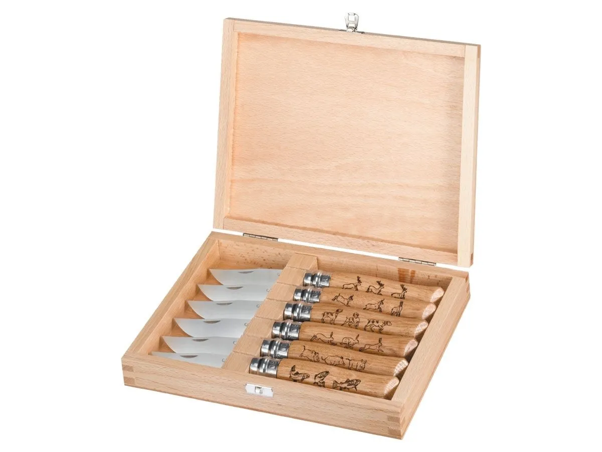 Opinel BOX LEGNO COLLEZIONE ANIMALIA 6 PZ N°08 INOX (002342)