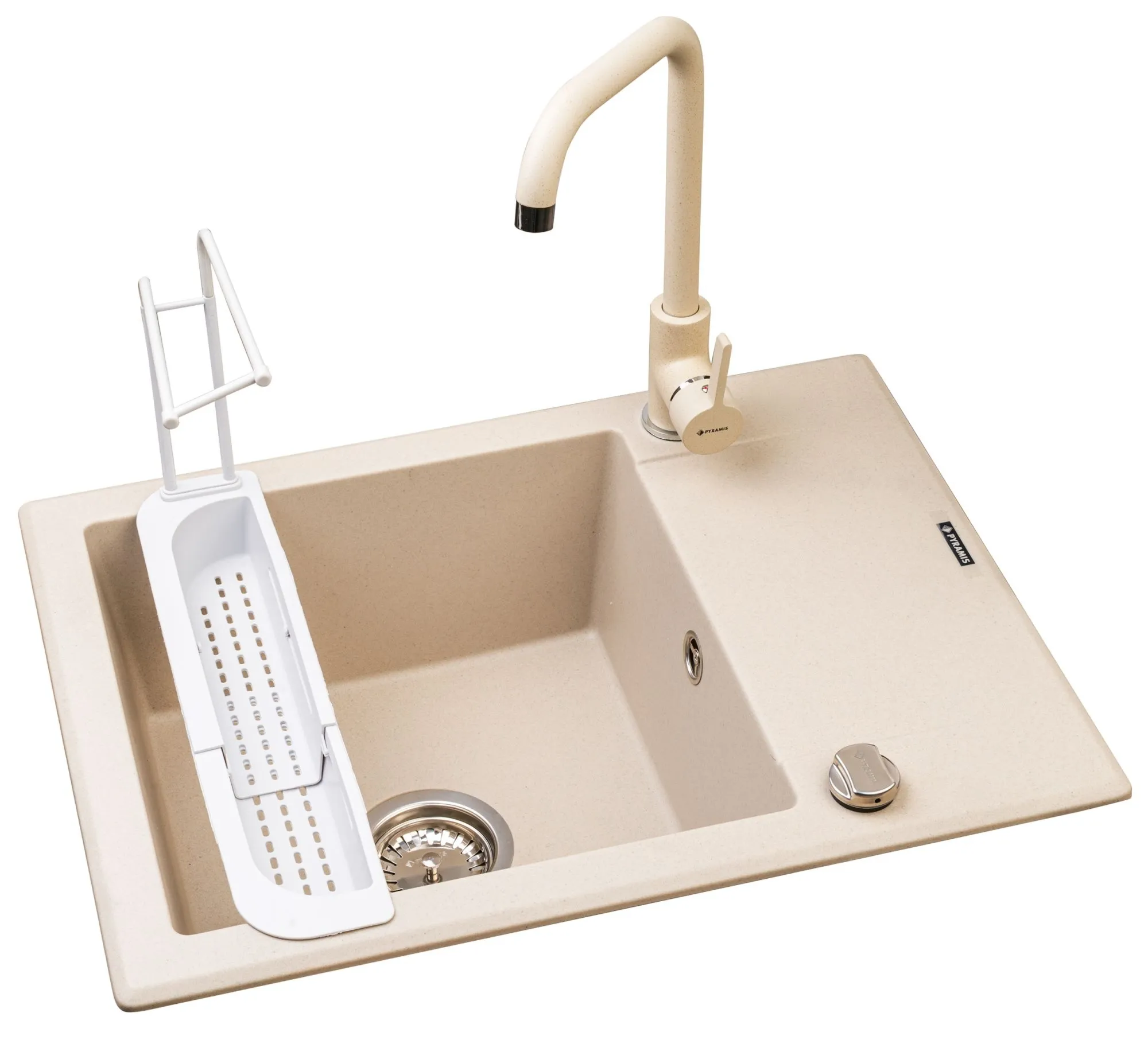 Pyramis Zlew. KORFU (62x46) 1B 1D, beż piaskowy + bateria SILVIO