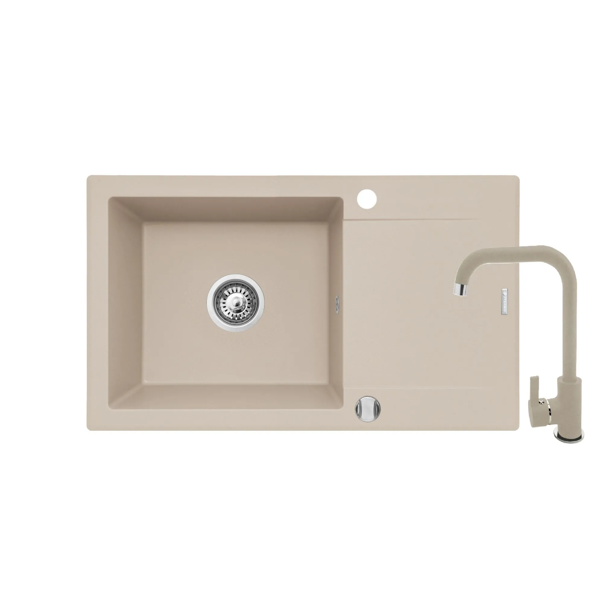 Pyramis Zlew. KORFU (78x46) 1B 1D, beż piaskowy + bateria SILVIO