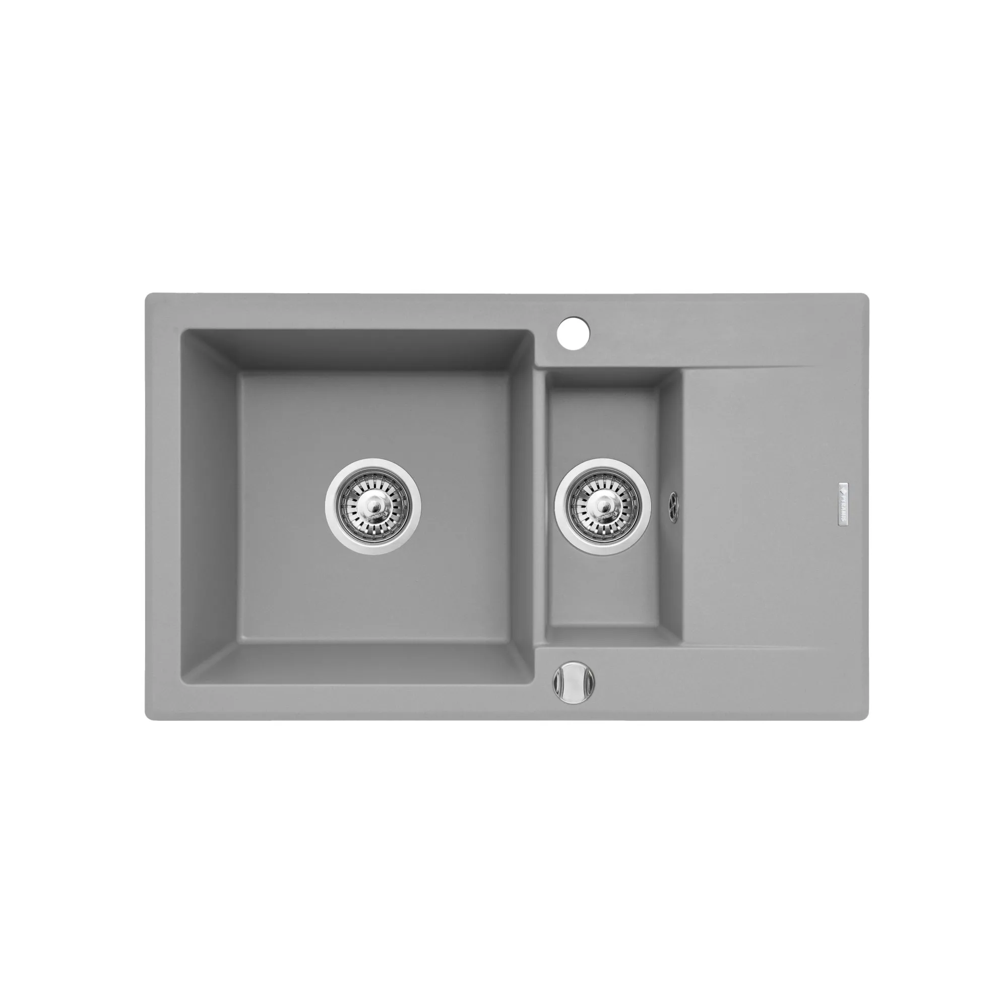 Pyramis Zlew. KORFU (78 x 46) 1 1/2B 1D, szary - beton + bateria SILVIO