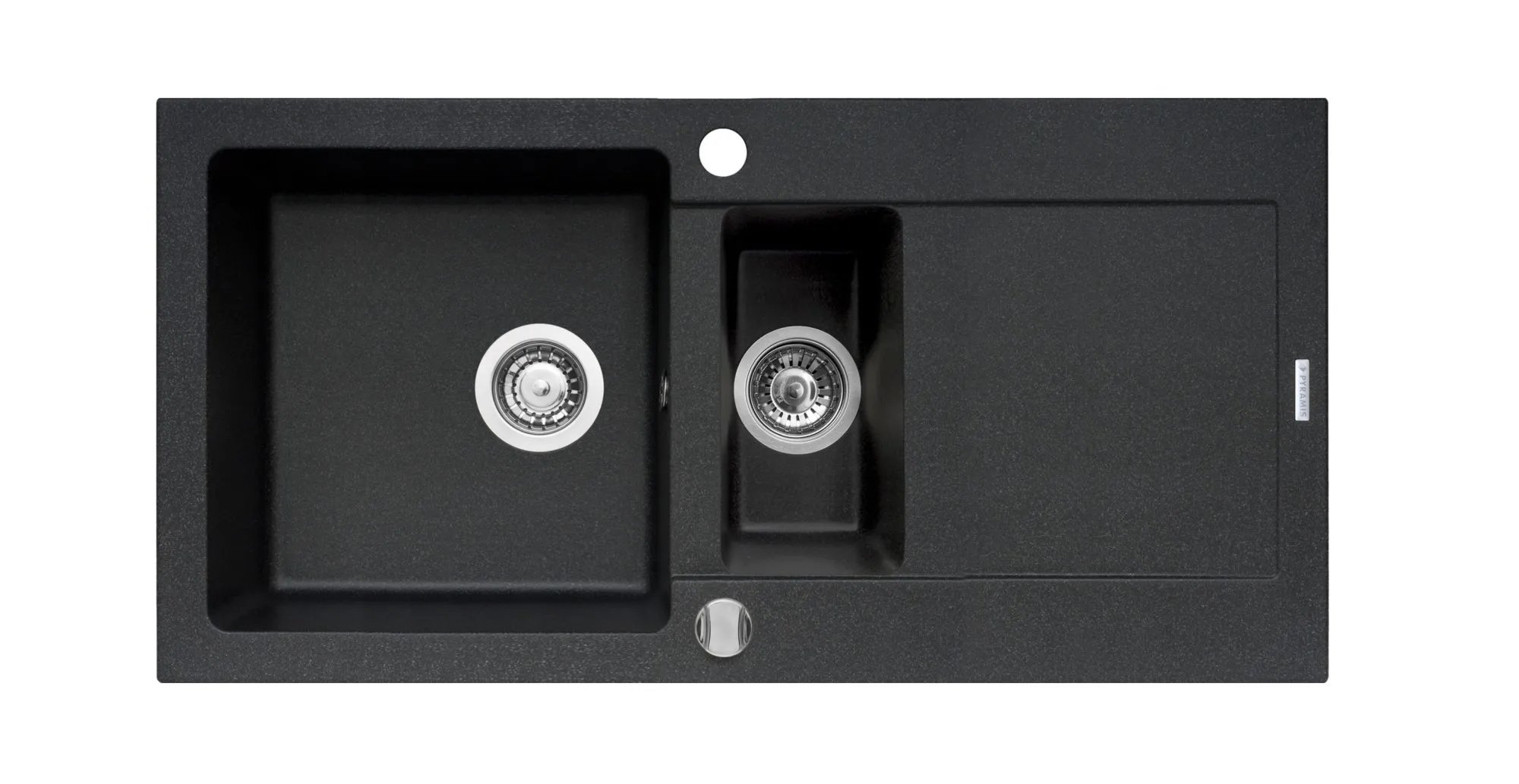 Pyramis Zlew. MIDO (100x50) 1 1/2B 1D czarny + bateria Bello