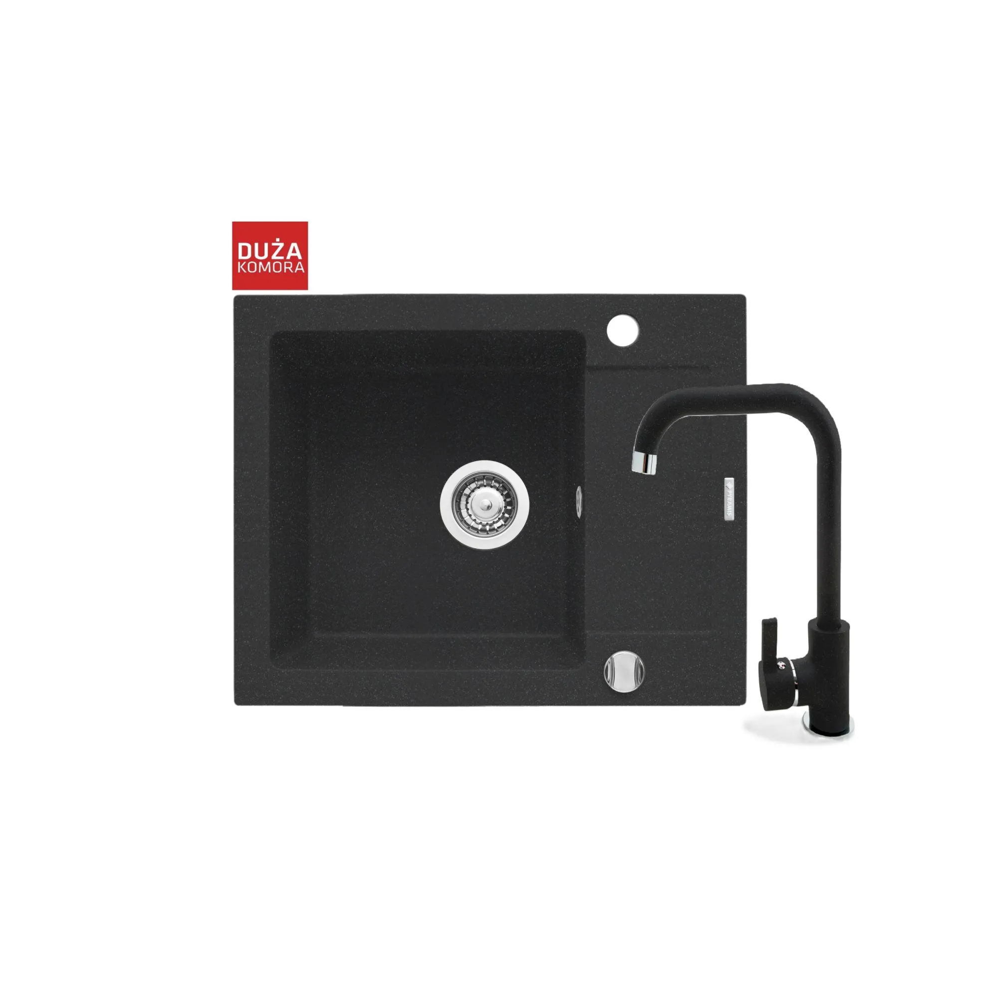 Pyramis Zlew. MIDO (62x50) 1B 1D czarny + bateria Silvio