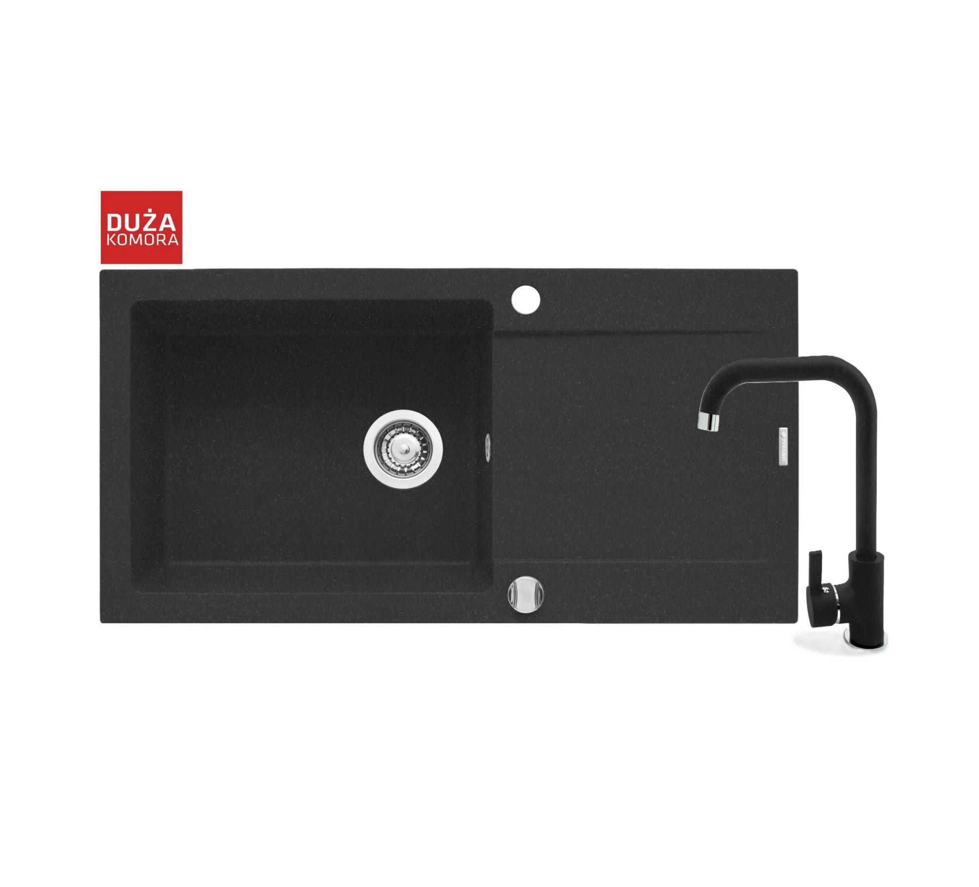 Pyramis Zlew. MIDO (100x50) 1B 1D czarny + bateria Silvio