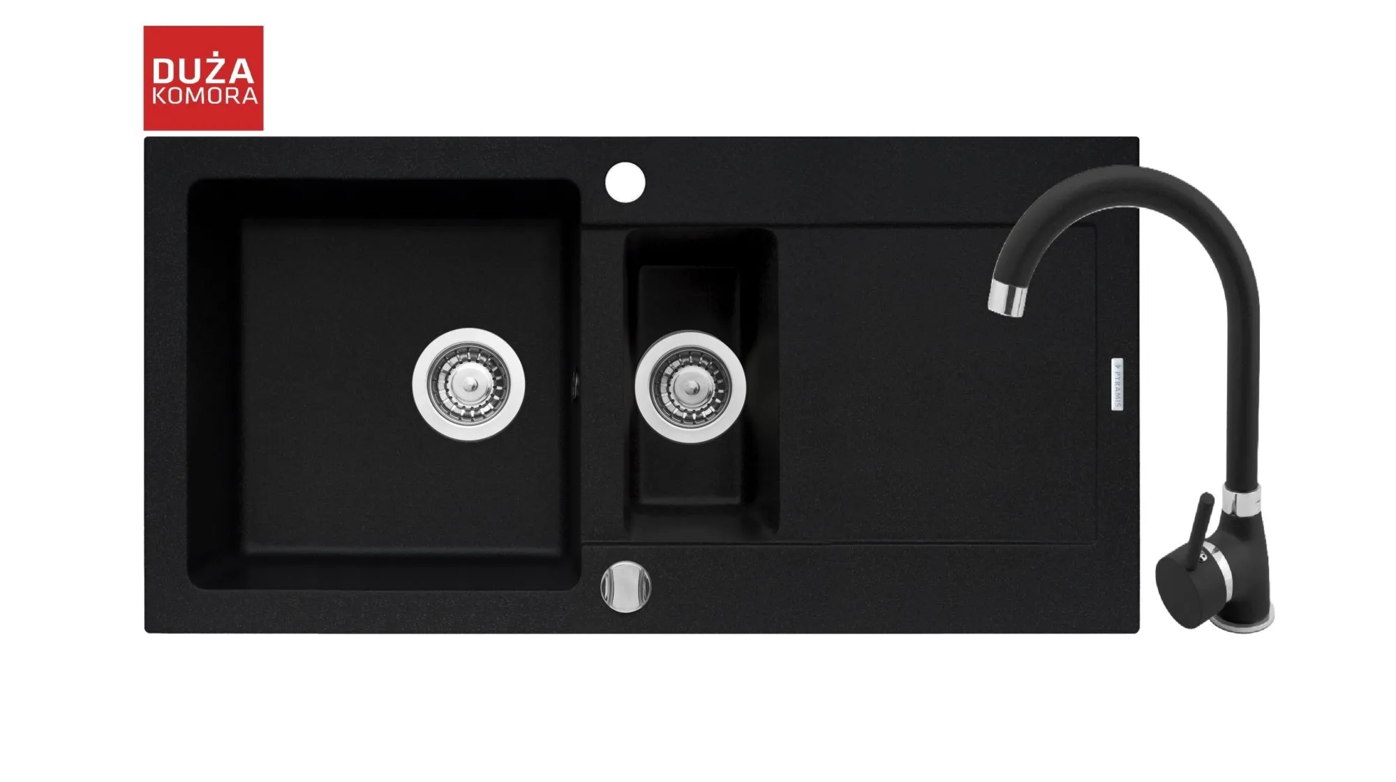 Pyramis Zlew. MIDO (100x50) 1 1/2B 1D karbon + bateria Bello