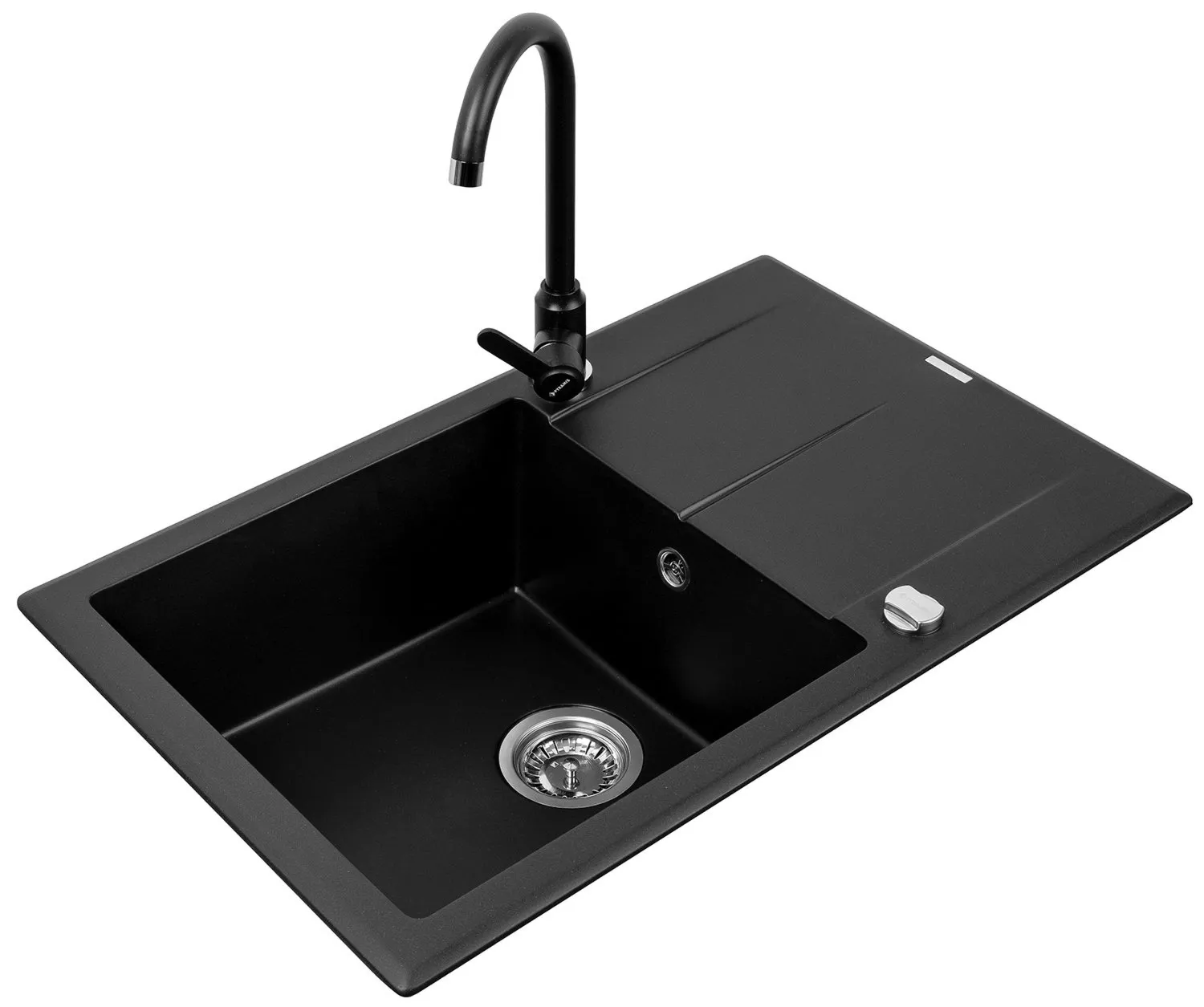 Pyramis Zlewozmywak Keros (76x48) 1B 1D karbon + bateria Lungo + półeczka do baterii