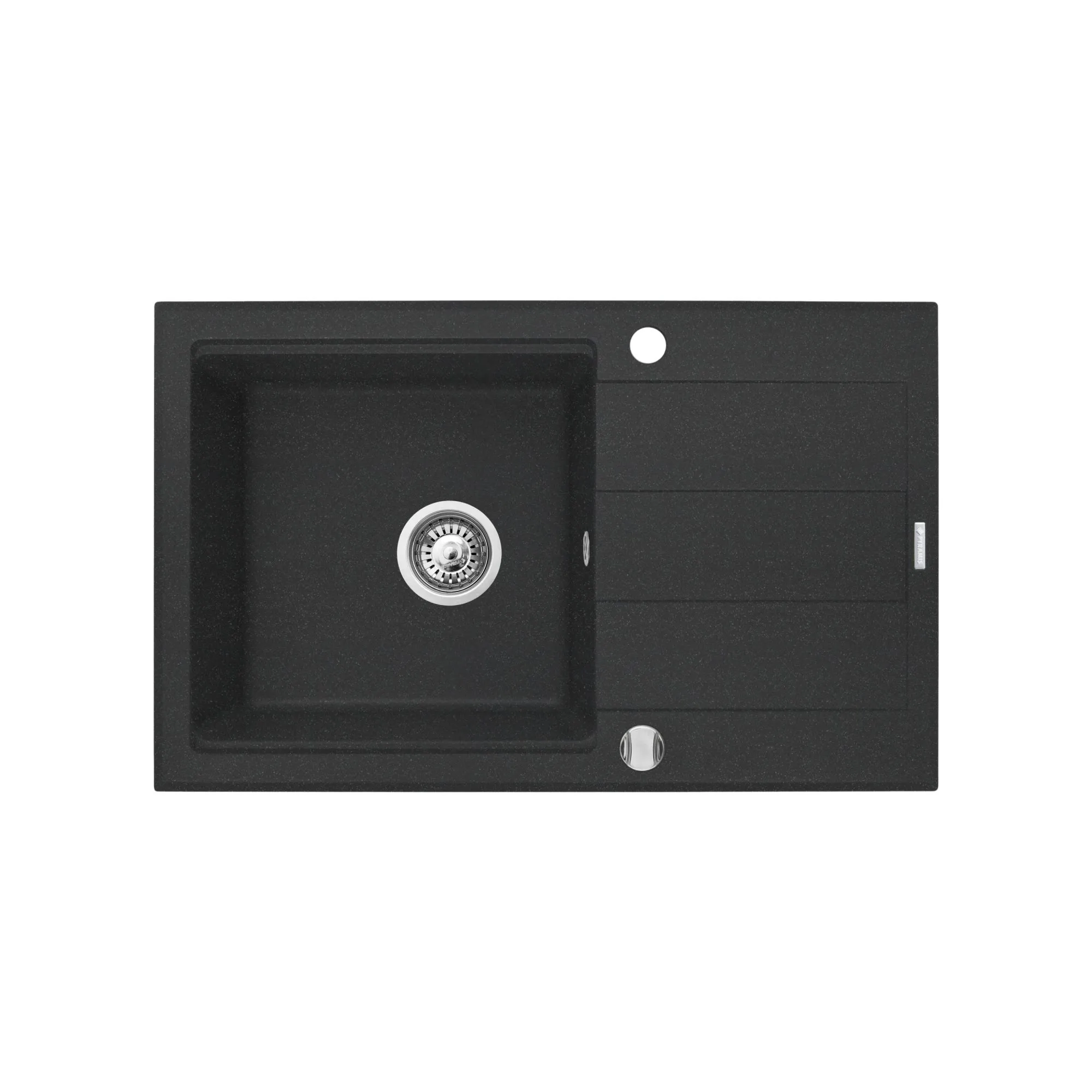 Pyramis Zlew. SPARTA PLUS LUX (78x48) 1B 1D, czarny + Bateria LUNGO