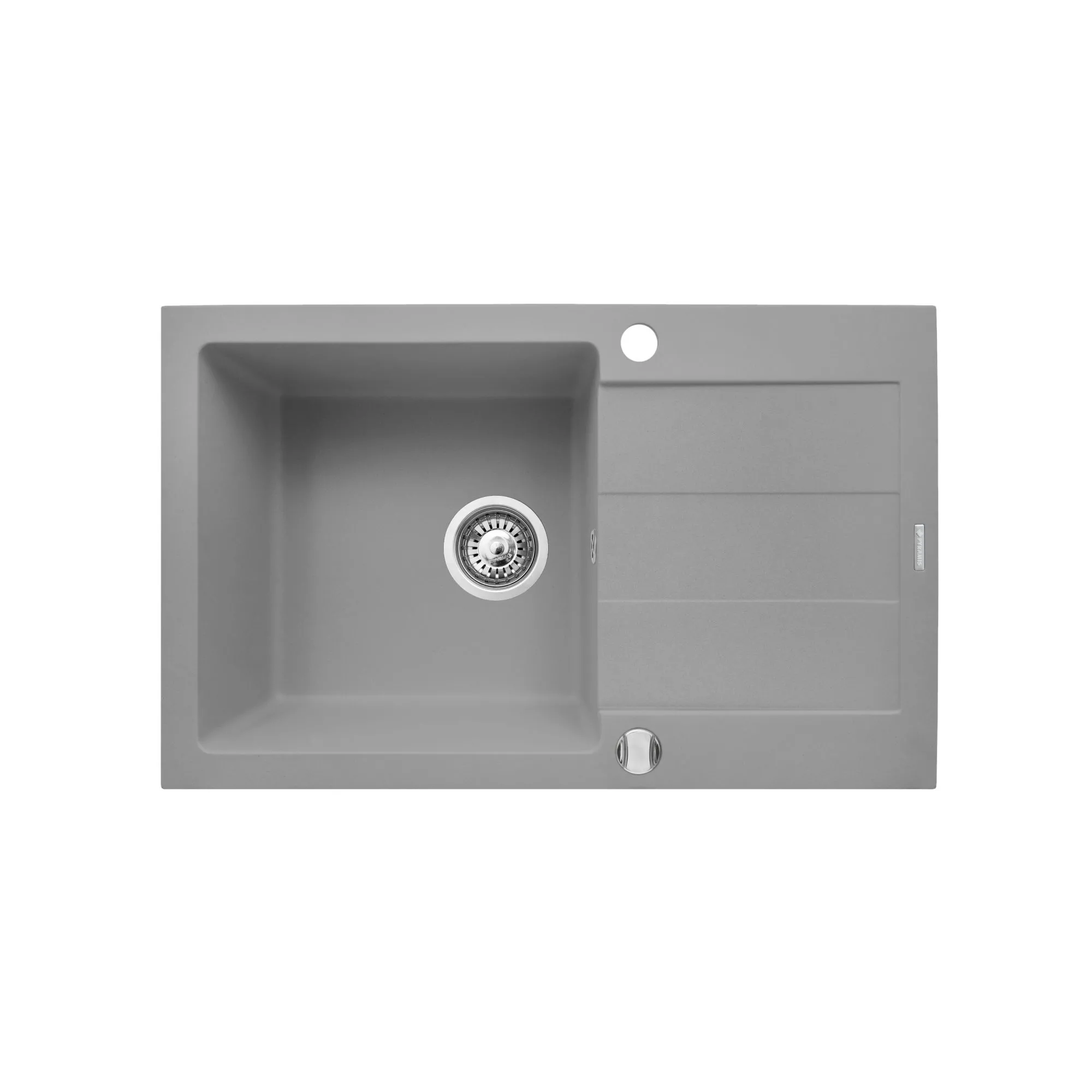 Pyramis Zlew. SPARTA PLUS (78x48) szary beton + Bateria LUNGO