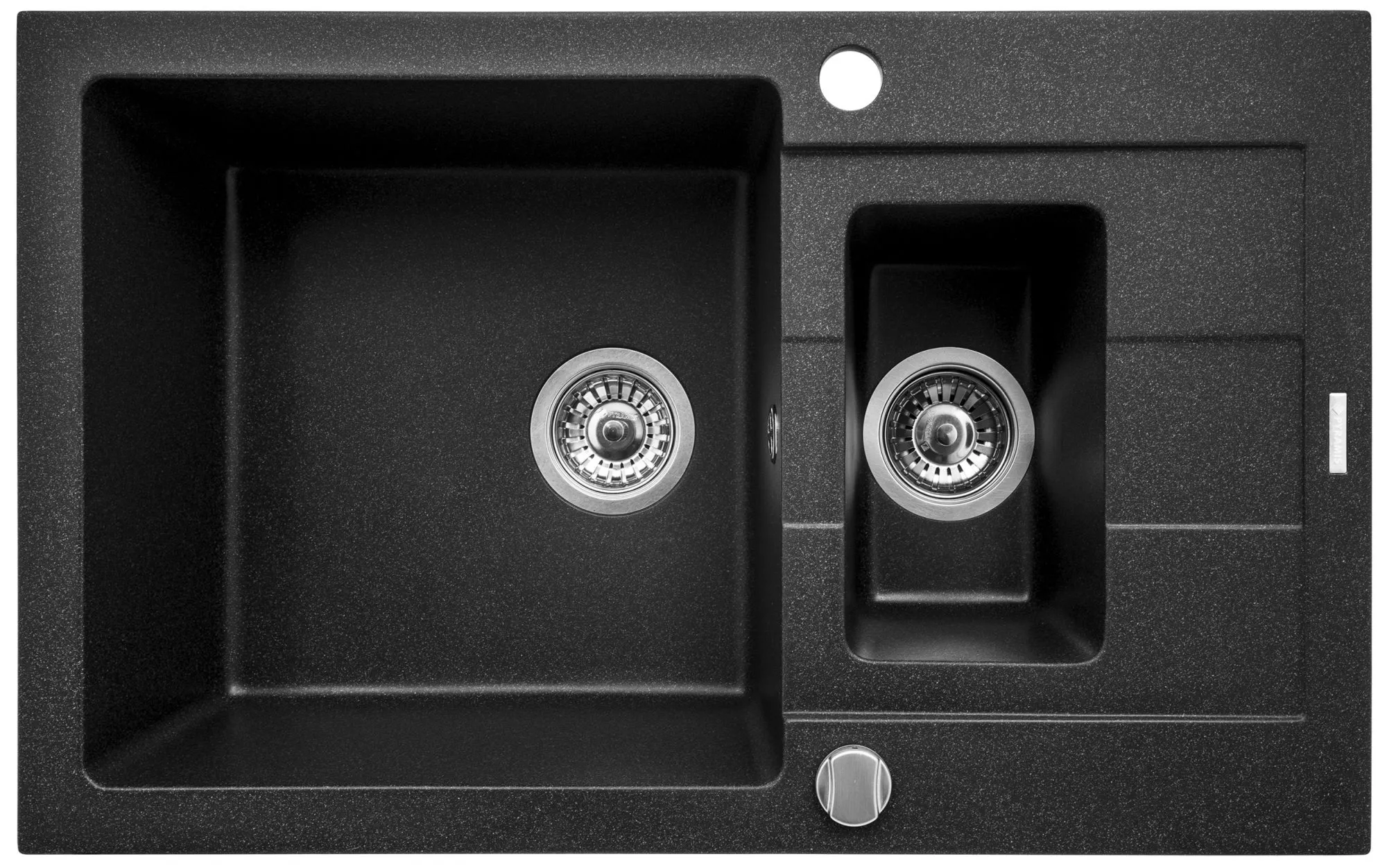 Pyramis Zlew. SPARTA PLUS (78x48), 1 1/2B 1D czarny + Bateria LUNGO