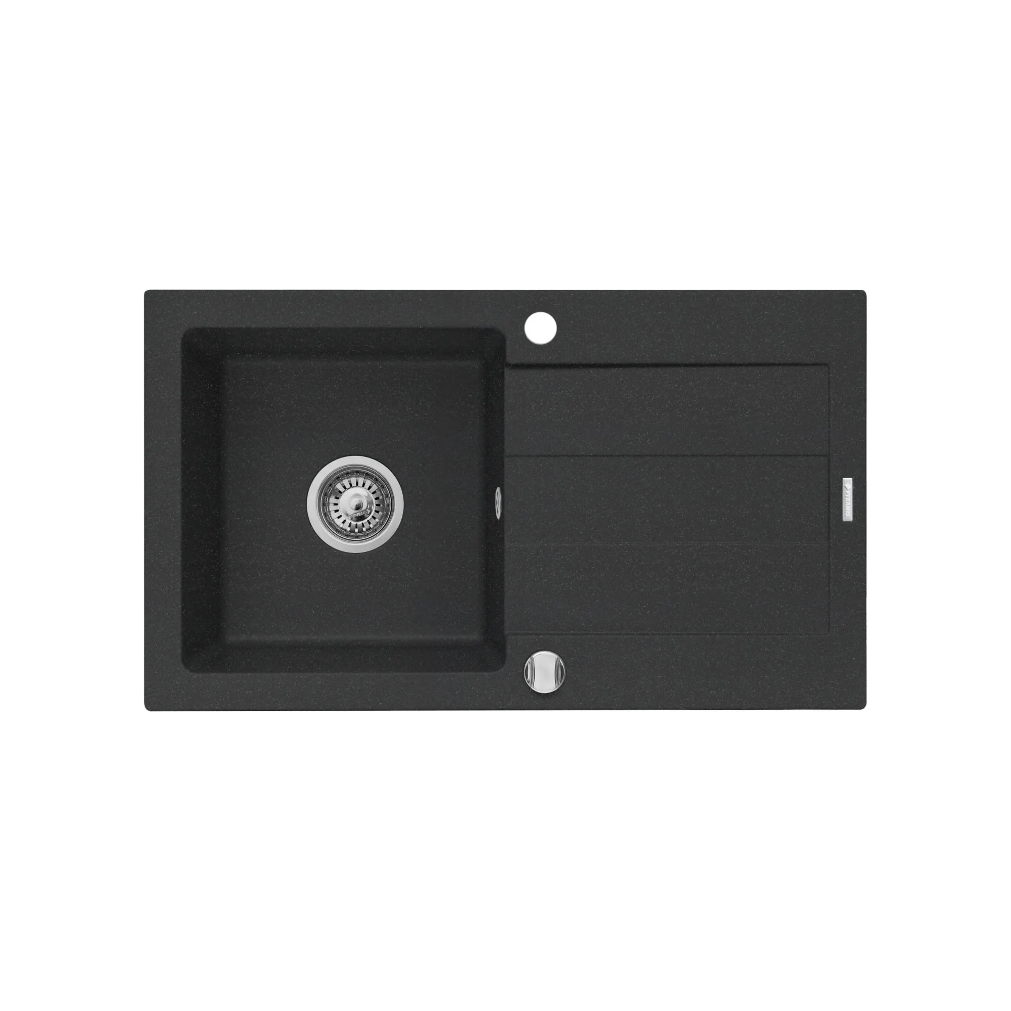 Pyramis Zlew. SPARTA 76x44 1B 1D czarny + Bateria LUNGO