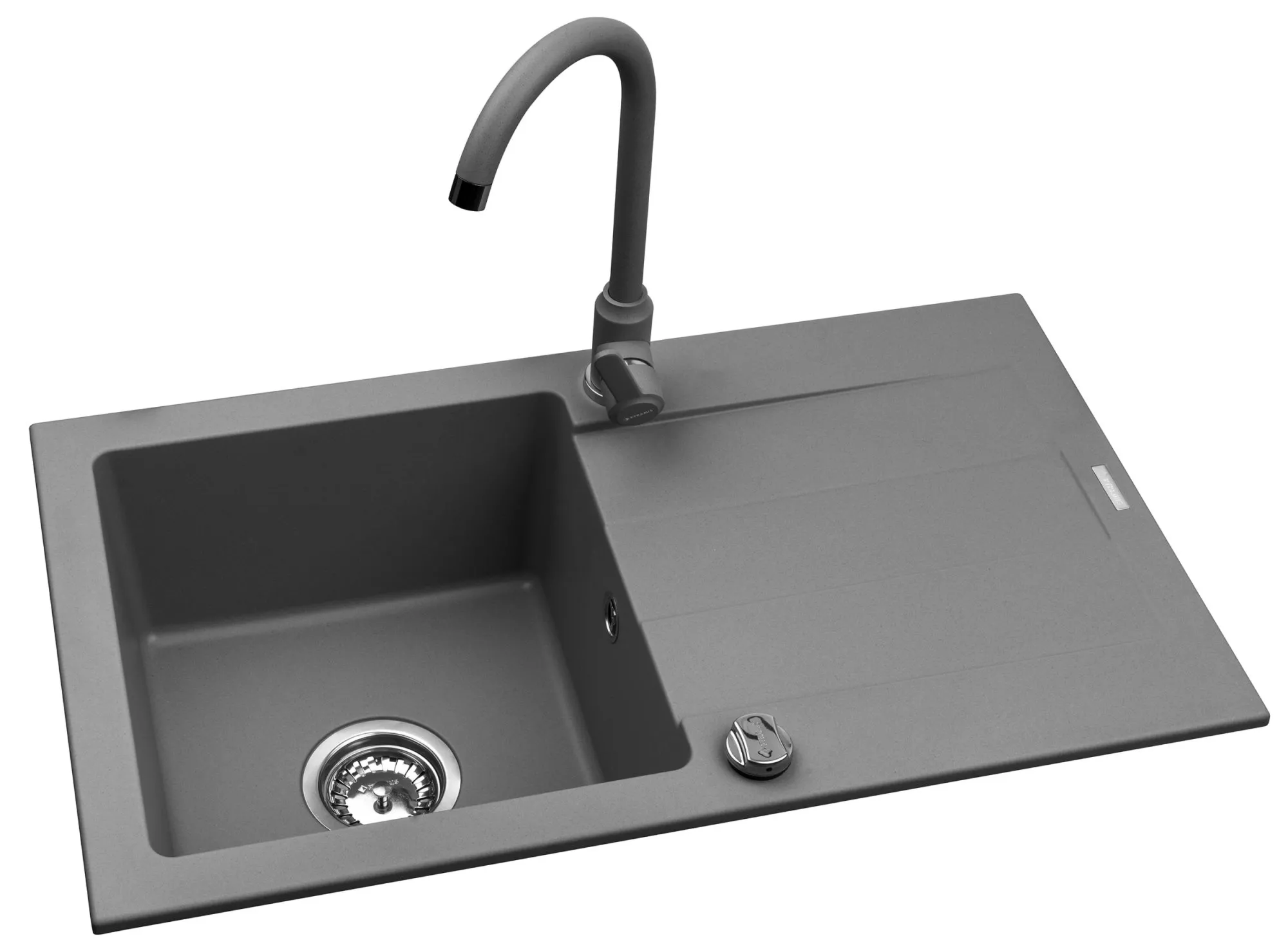 Pyramis Zlew. SPARTA 76x44 1B 1D szary + Bateria LUNGO