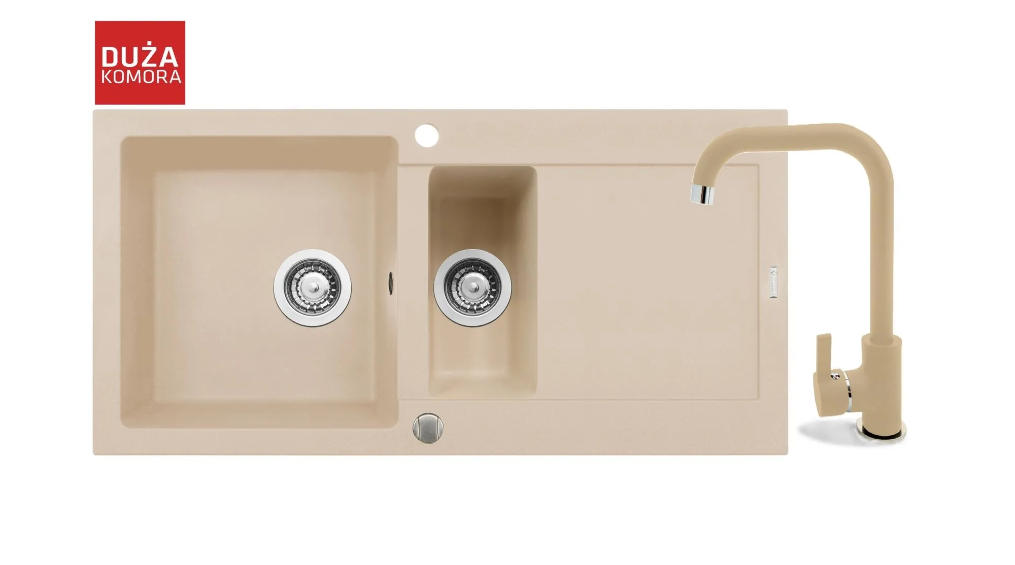 Pyramis Zlew. MIDO (100x50) 1 1/2B 1D beż piaskowy + bateria Silvio