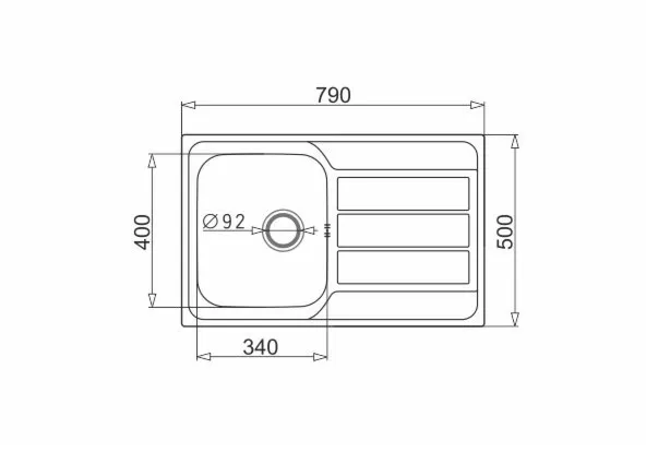 Pyramis Zlewozmywak ATHENA 79x50 1B 1D len + bateria LUNGO