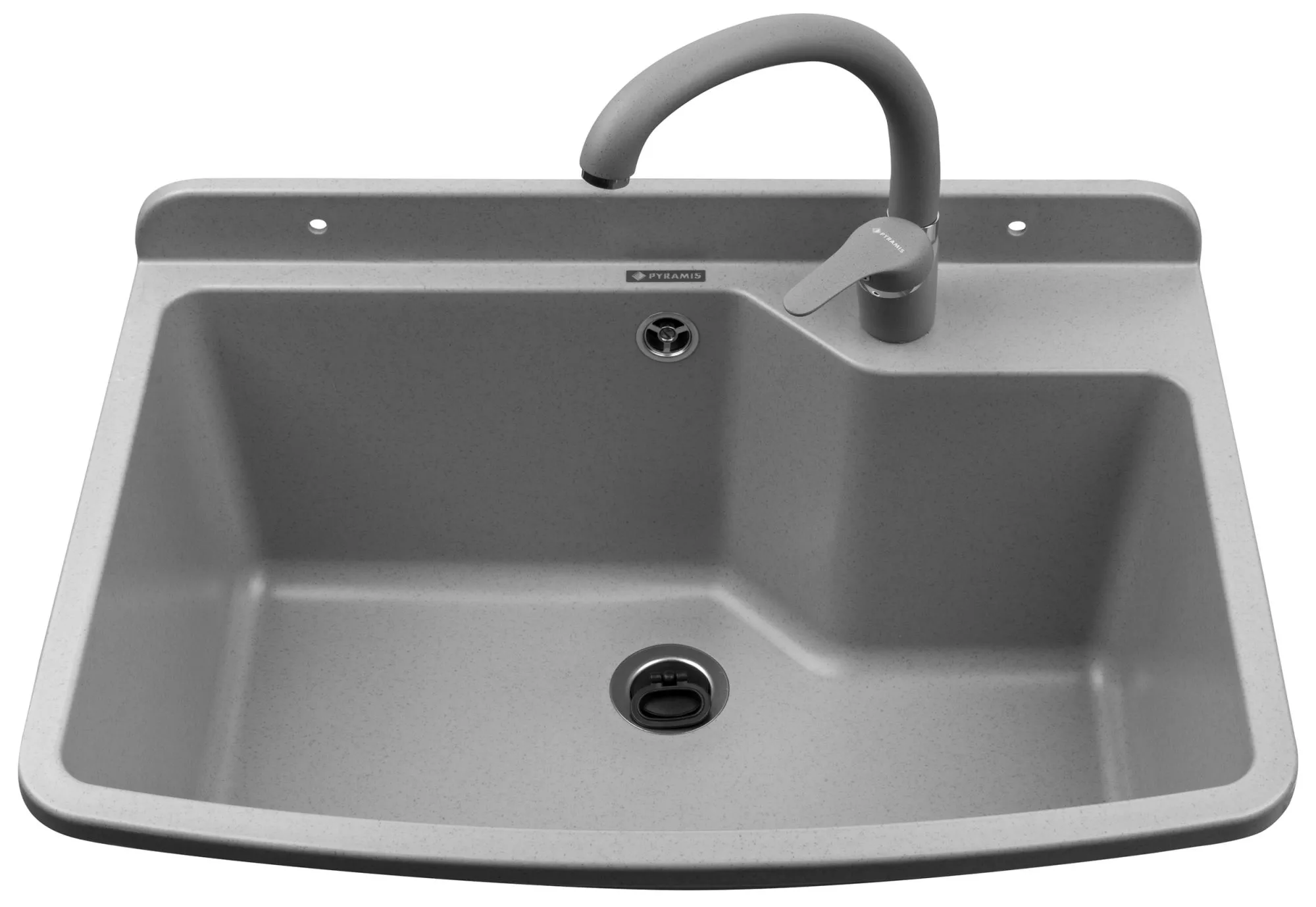 Pyramis Umywalka ogrodowa Max, szary granit + bateria Ossia