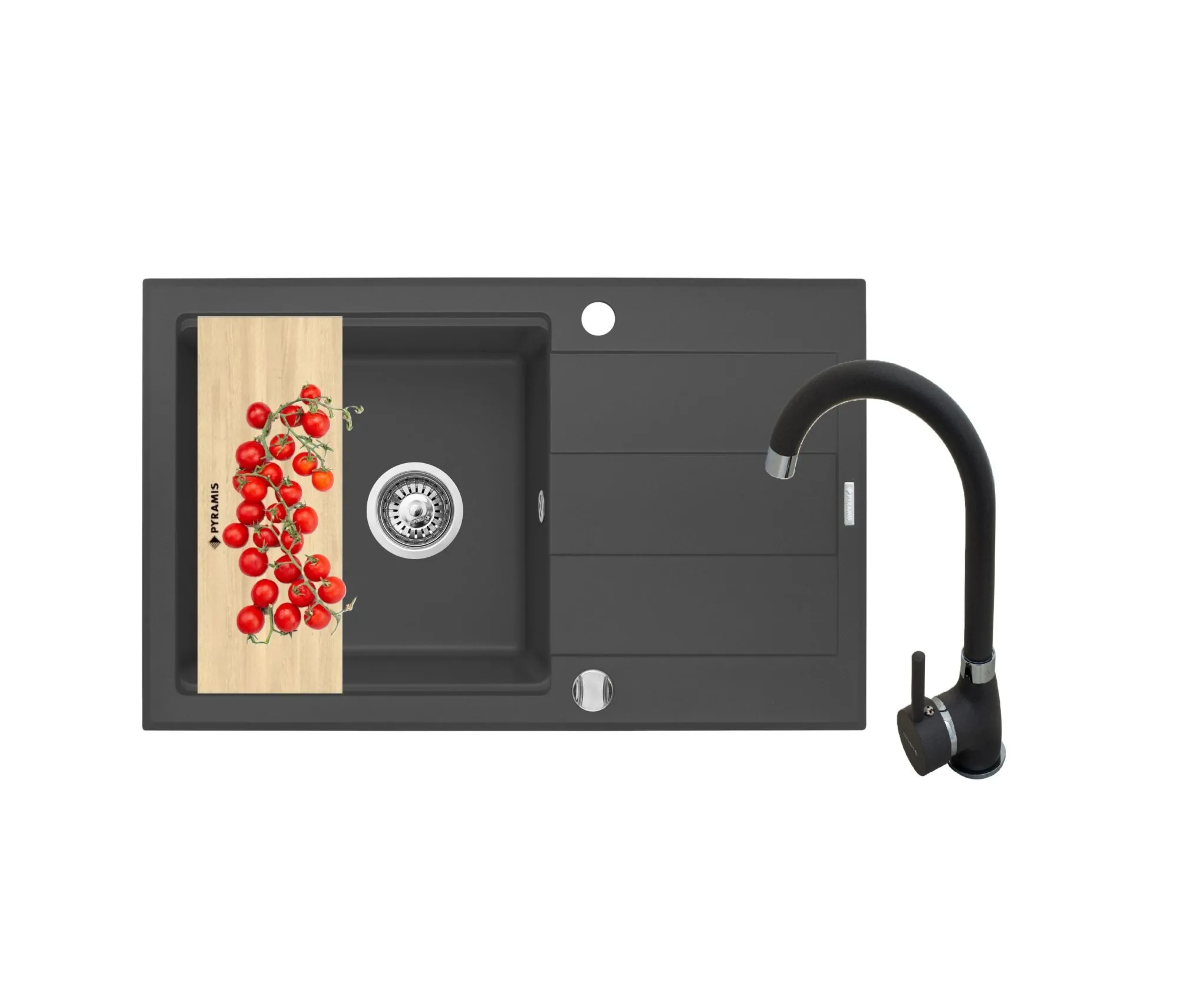 Pyramis Zlew. SPARTA PLUS LUX (78x48) 1B 1D, karbon + Bateria BELLO