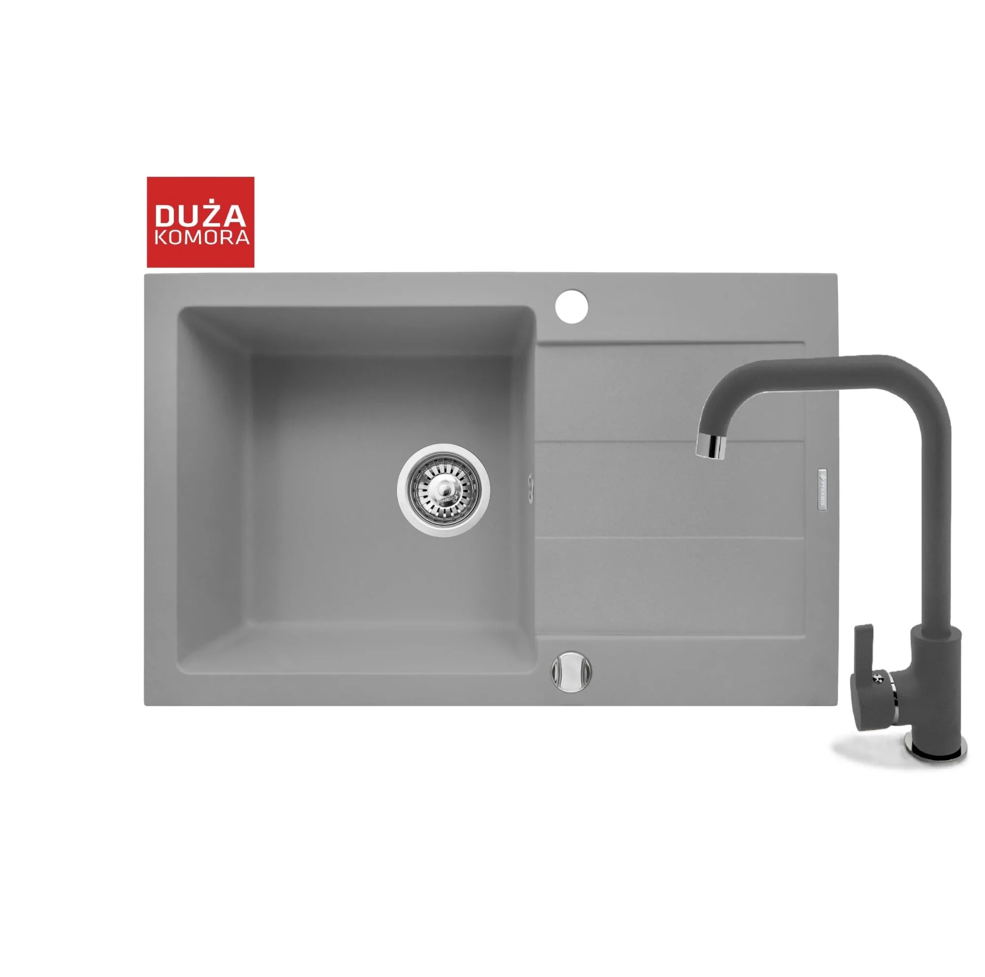 Pyramis Zlew. SPARTA PLUS (78x48) szary + bateria SILVIO