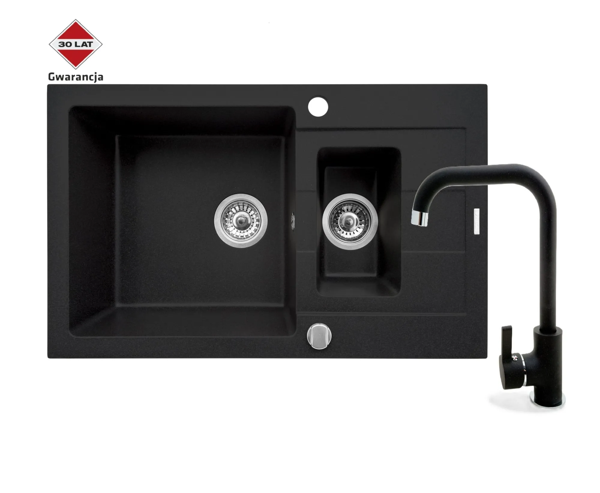 Pyramis Zlew. SPARTA PLUS (78x48), 1 1/2B 1D karbon + Bateria SILVIO