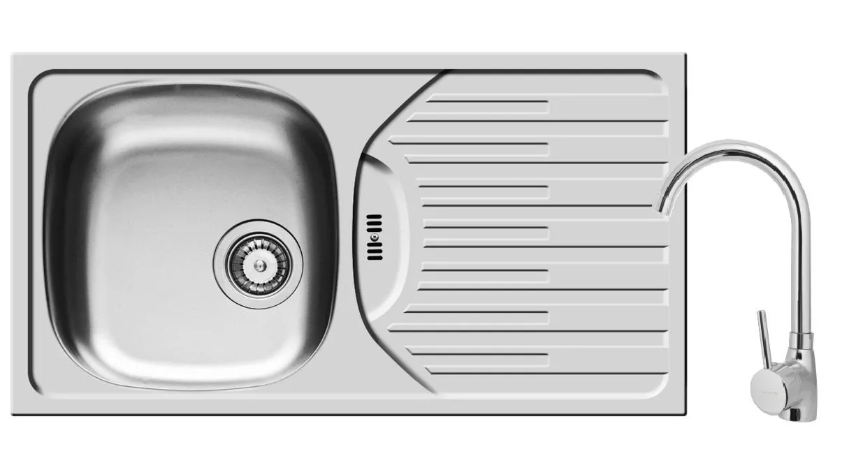 Pyramis Zlewozmywak ET 78 FORK spust 92 mm + bateria Bello