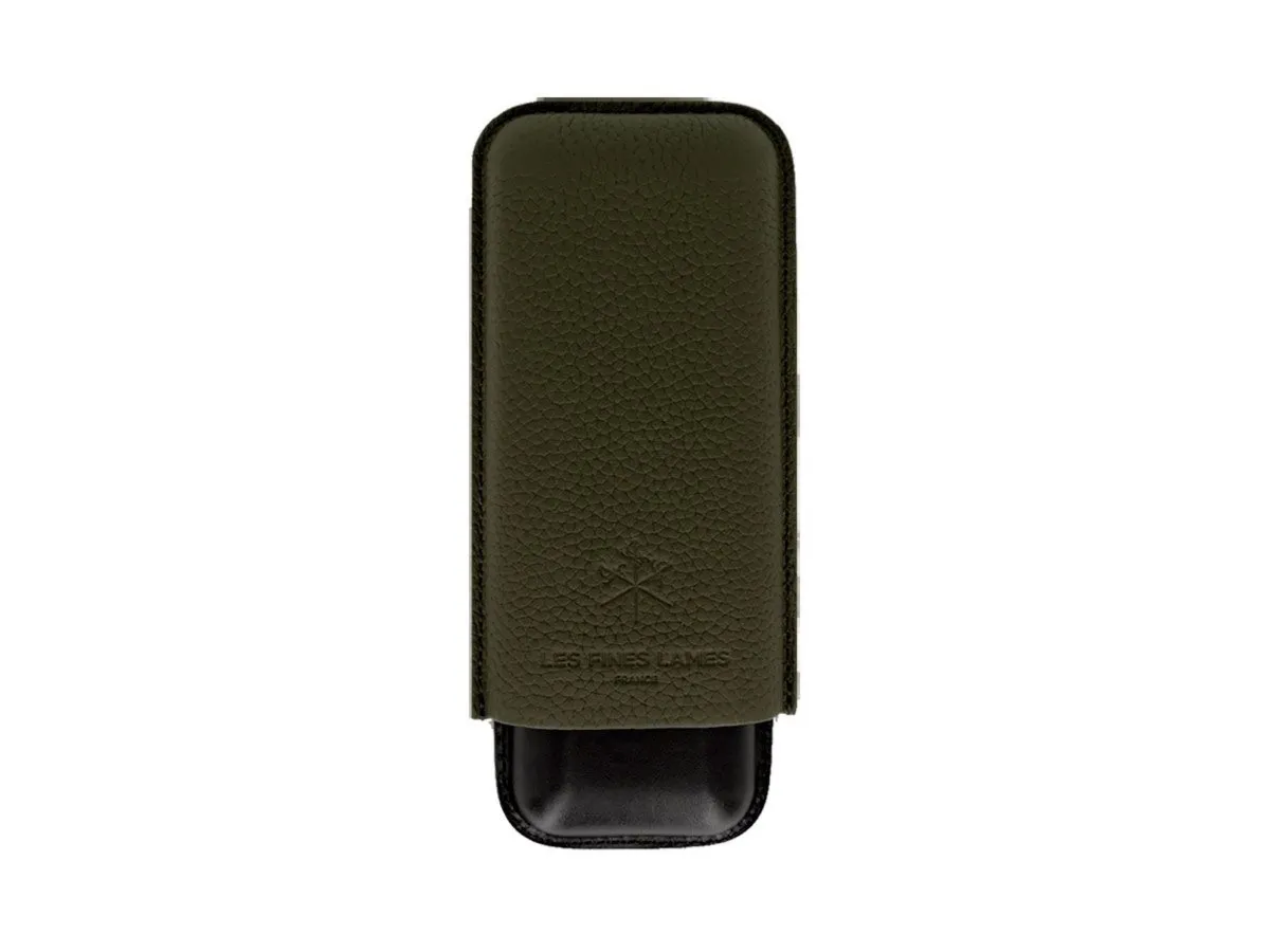 Les Fines Lames CIGAR CASE DUO OD GREEN PEBBLE