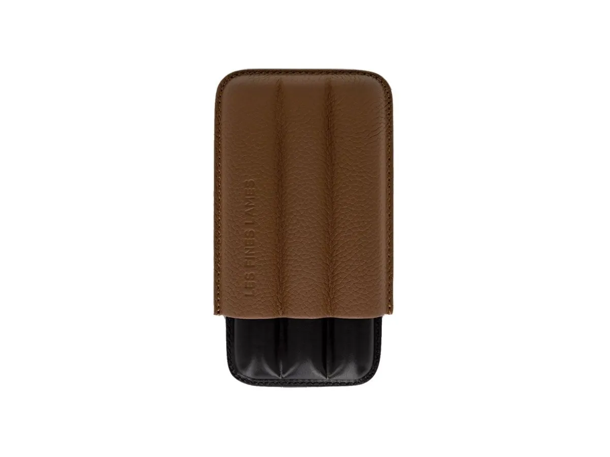Les Fines Lames CIGAR CASE TRIO BROWN PEBBLE