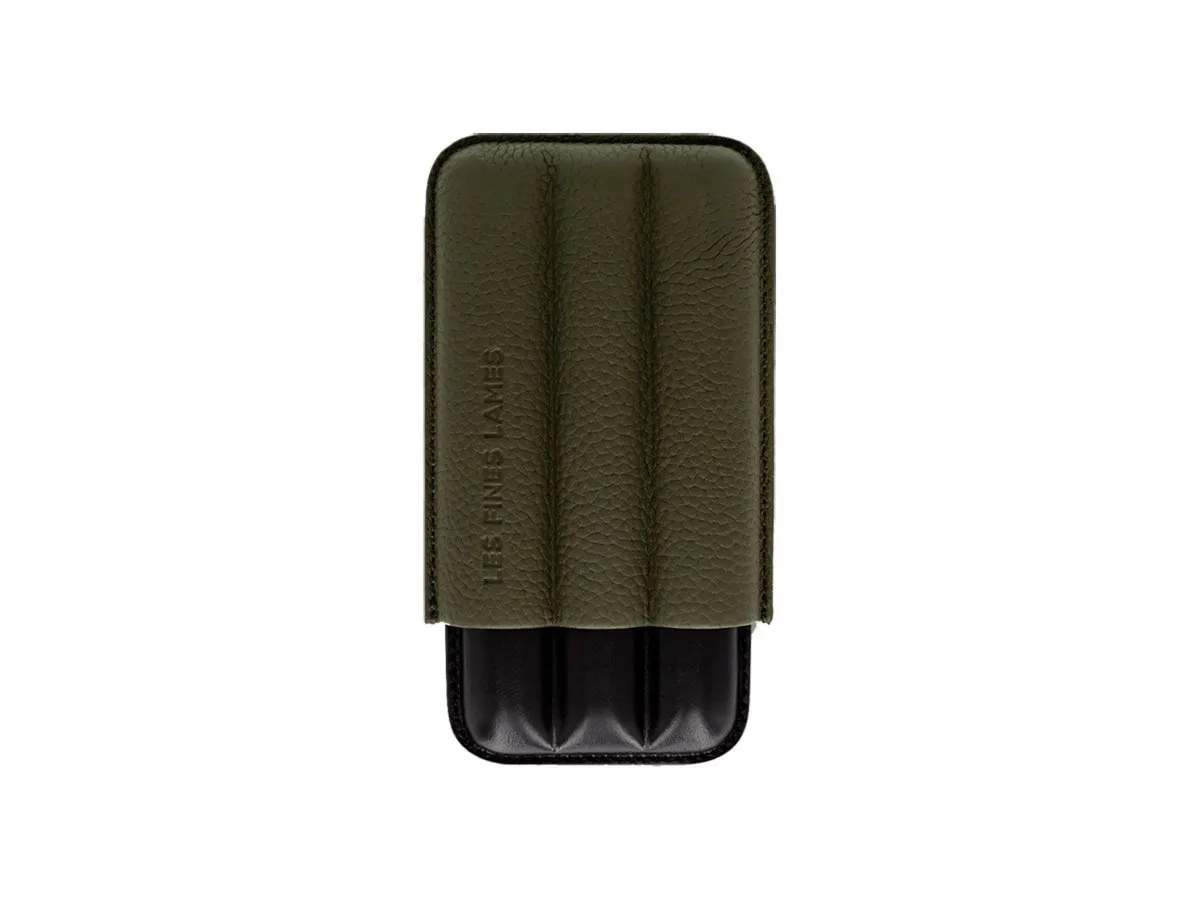 Les Fines Lames CIGAR CASE TRIO OD GREEN PEBBLE