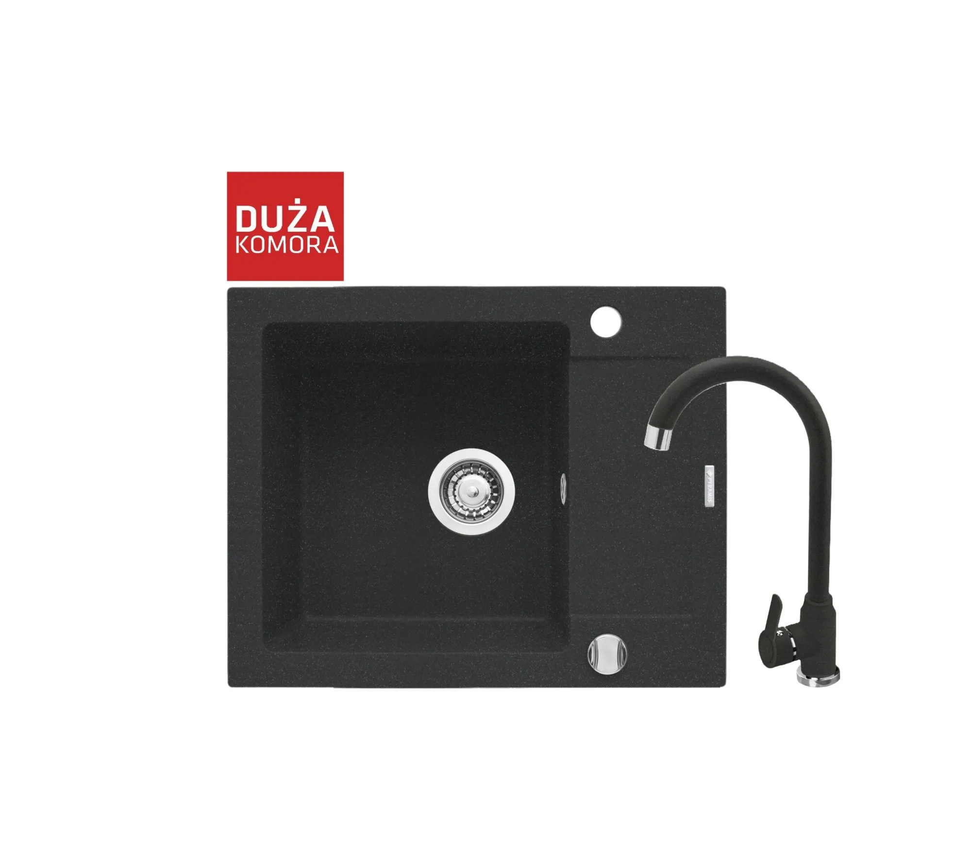 Pyramis Zlew. MIDO (62x50) 1B 1D czarny + bateria Lungo