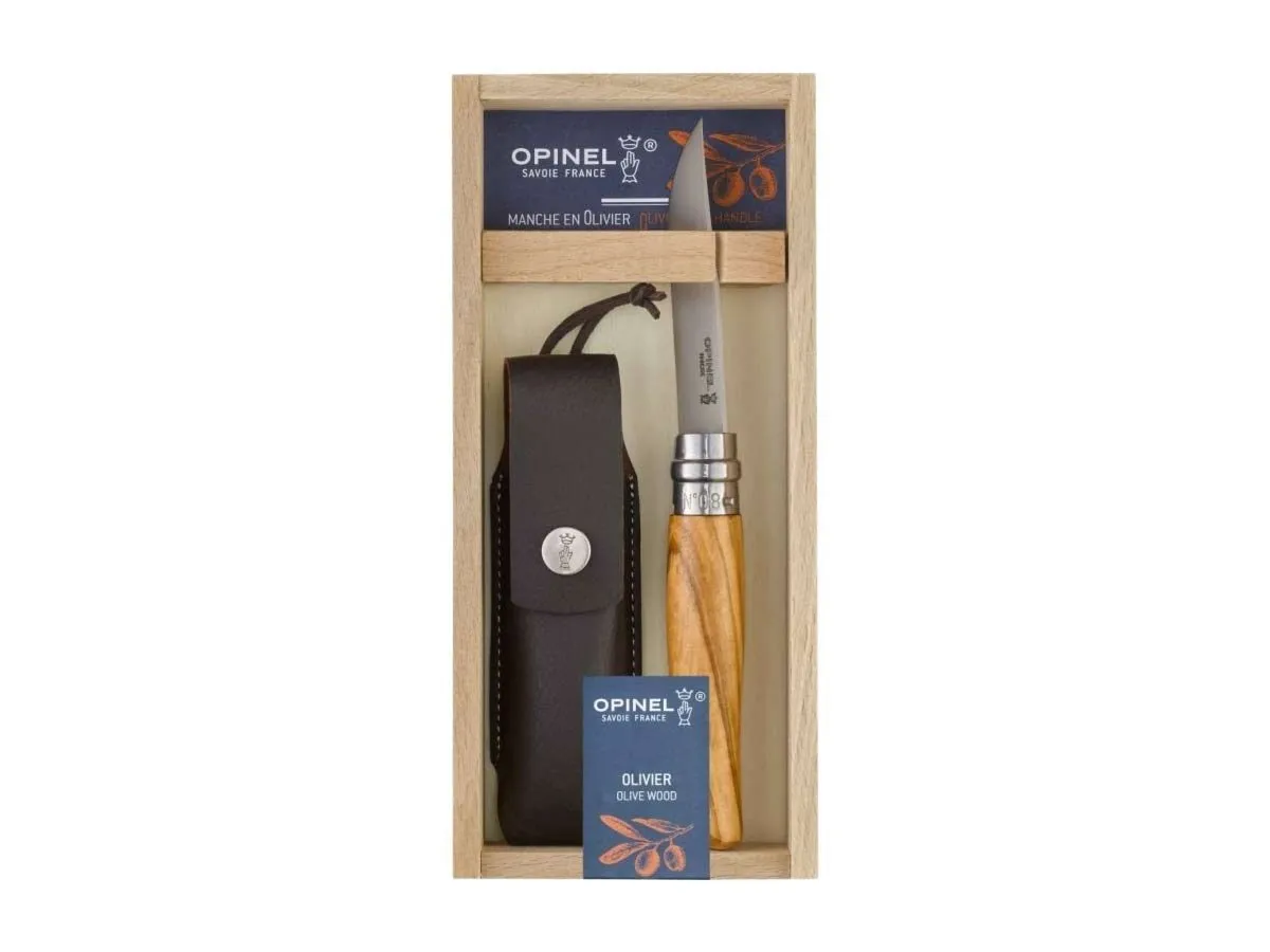 Opinel TRADIZIONE N°08 INOX ULIVO C/FODERO C/BOX (001004)