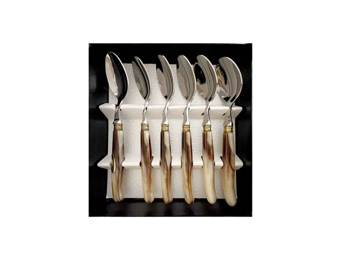 G.David SET 6 PZ TEA SPOON F/HORN HANDLE