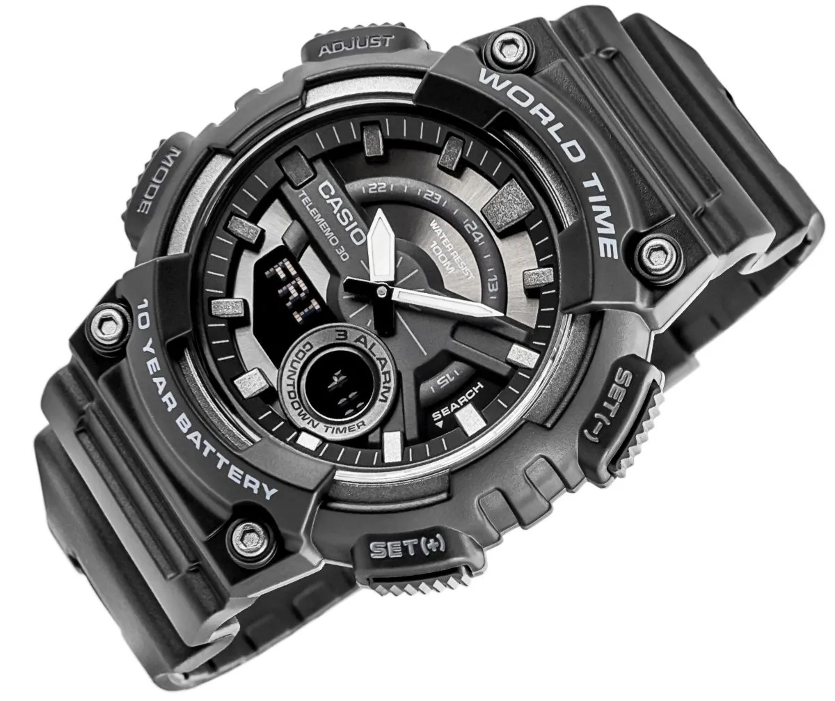 Męski Zegarek Casio Collection AEQ-110W-1BVEF – Wszechstronny Analogowo-Cyfrowy