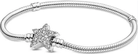 Bransoletka Pandora Moments Star Clasp Snake Chain 599639C01-19 – Gwiezdne Zapięcie i Wężykowy Splot