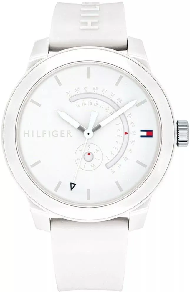Męski Zegarek Tommy Hilfiger Denim 1791481 – Czysta Biel i Sportowy Minimalizm