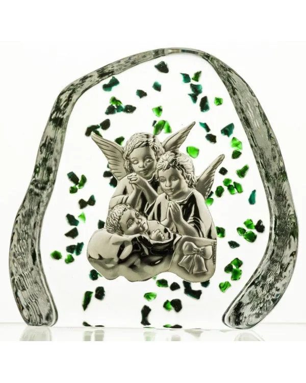 Crystal Julia Skałka przycisk kryształowy Aniołki z dzieciątkiem (7349)